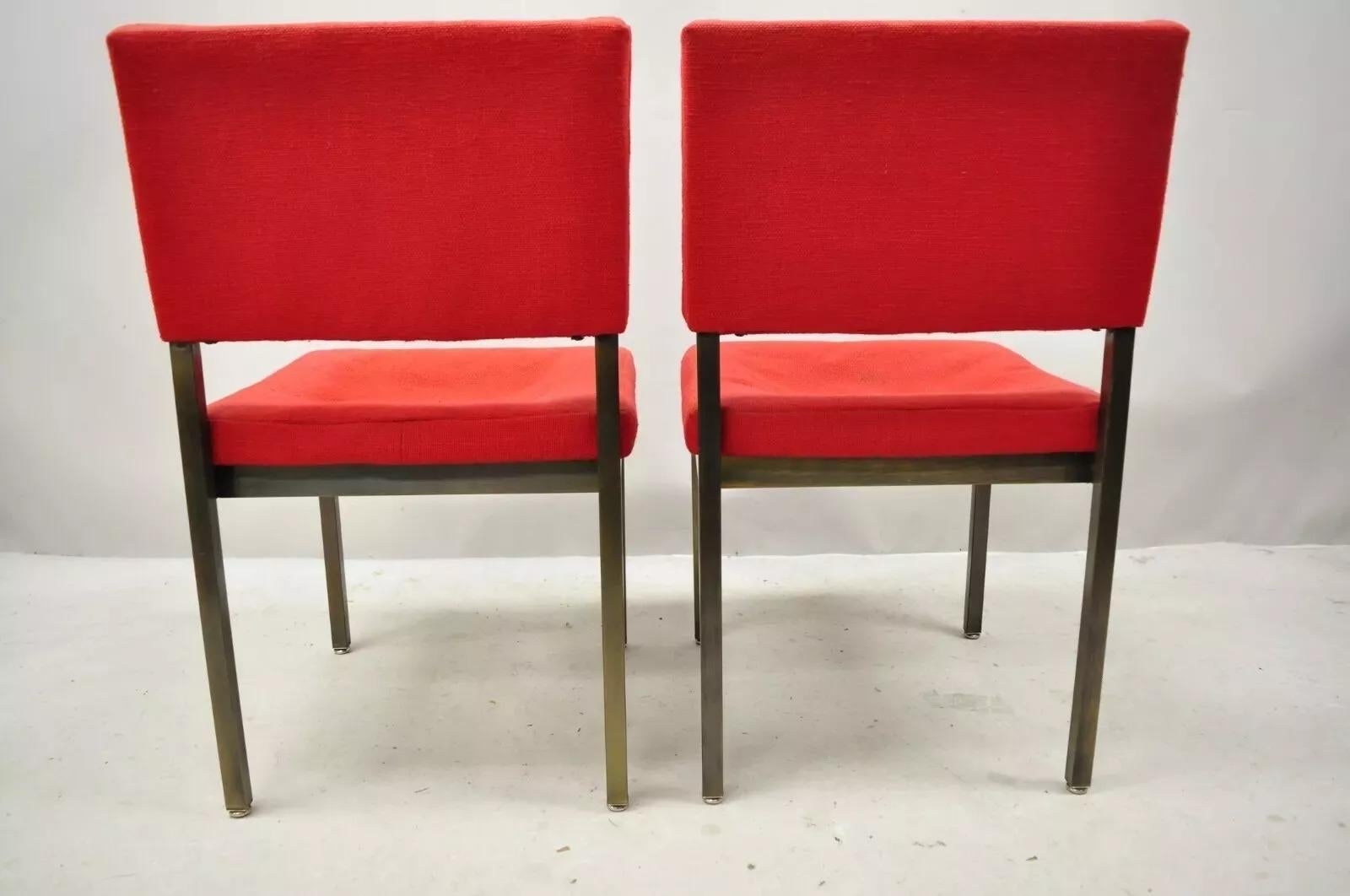 Mid Century Art Metal Inc Jamestown NY Brushed Bronze Metal Side Chairs - a Pair For Sale 5