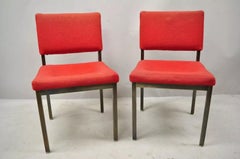 Mid Century Art Metal Inc Jamestown NY Brushed Bronze Metal Side Chairs - a Pair