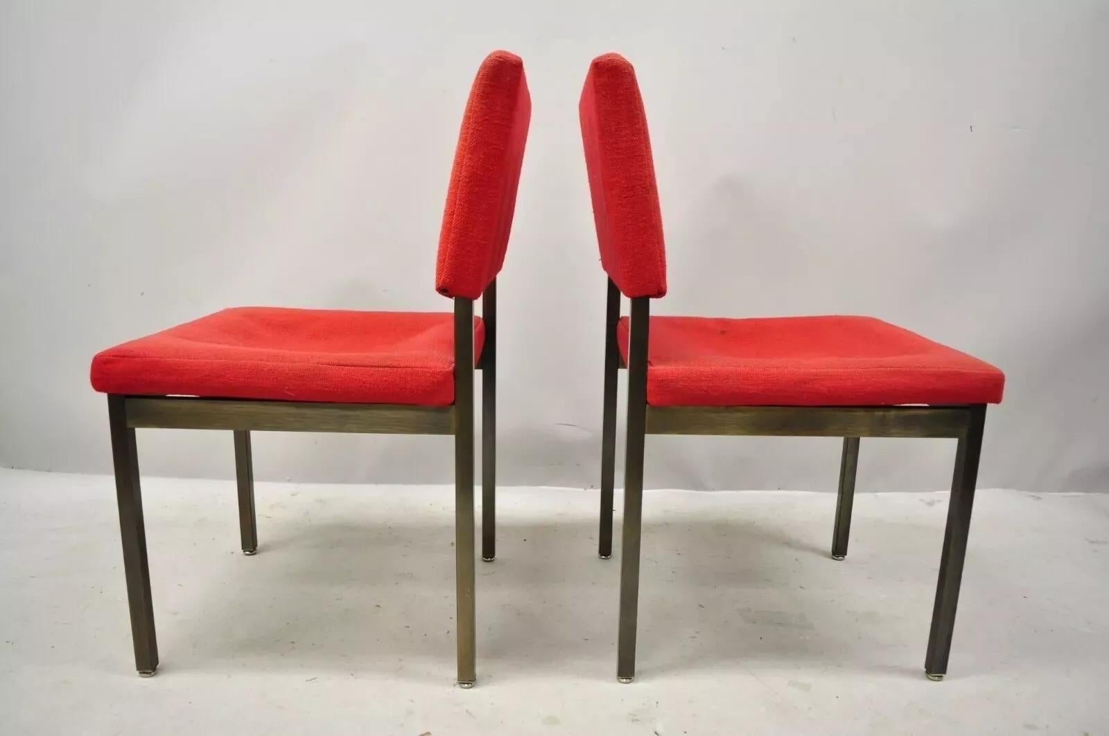 Mid-Century Modern Mid Century Art Metal Inc Jamestown NY Brushed Bronze Metal Side Chairs - a Pair For Sale