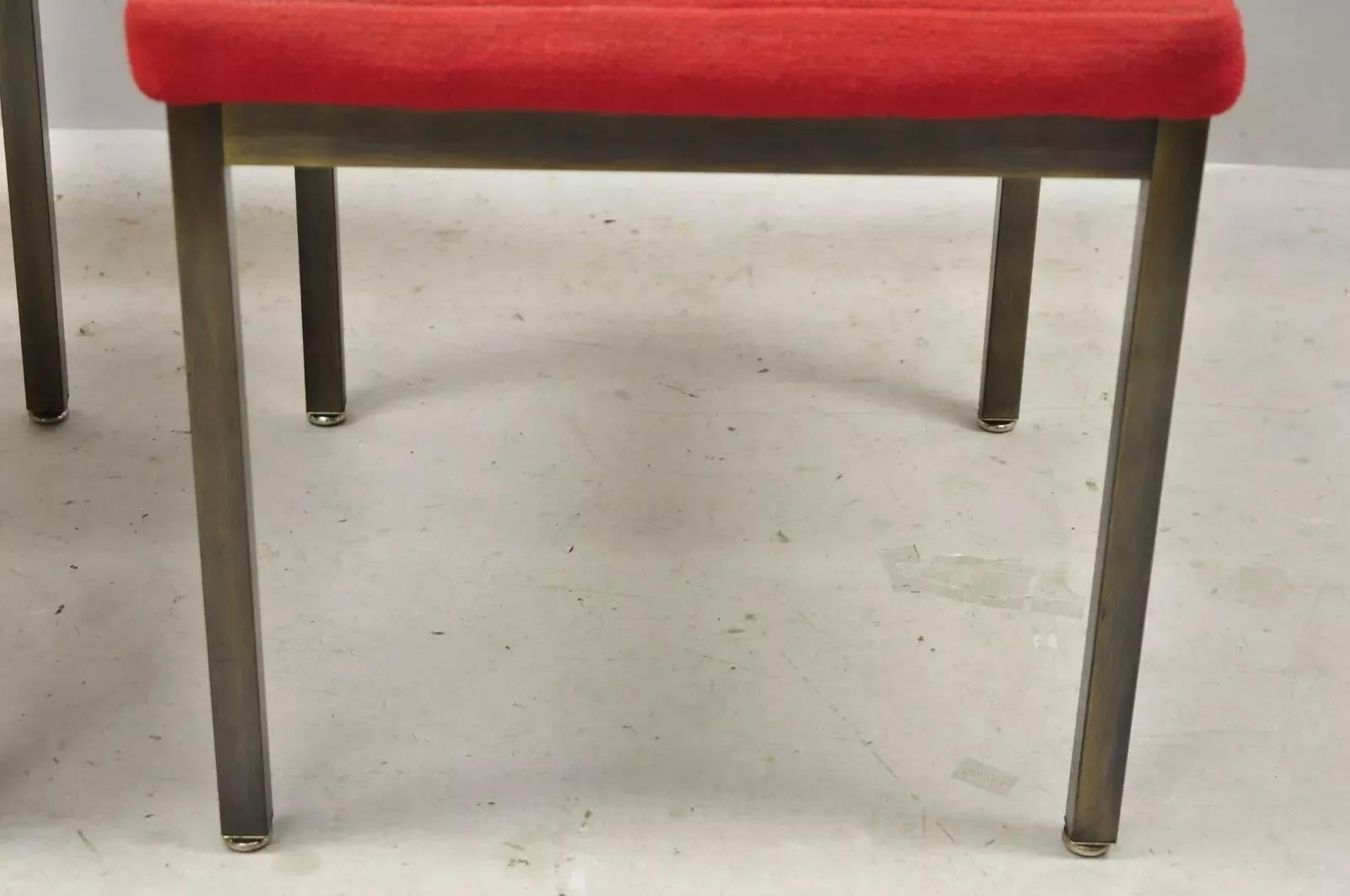 Mid Century Art Metal Inc Jamestown NY Brushed Bronze Metal Side Chairs - a Pair In Good Condition For Sale In Philadelphia, PA
