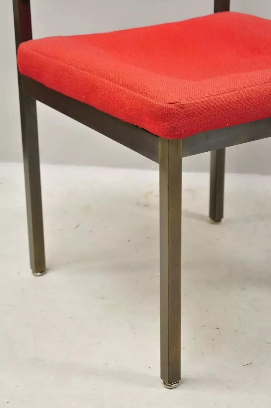Mid Century Art Metal Inc Jamestown NY Brushed Bronze Metal Side Chairs - a Pair For Sale 1