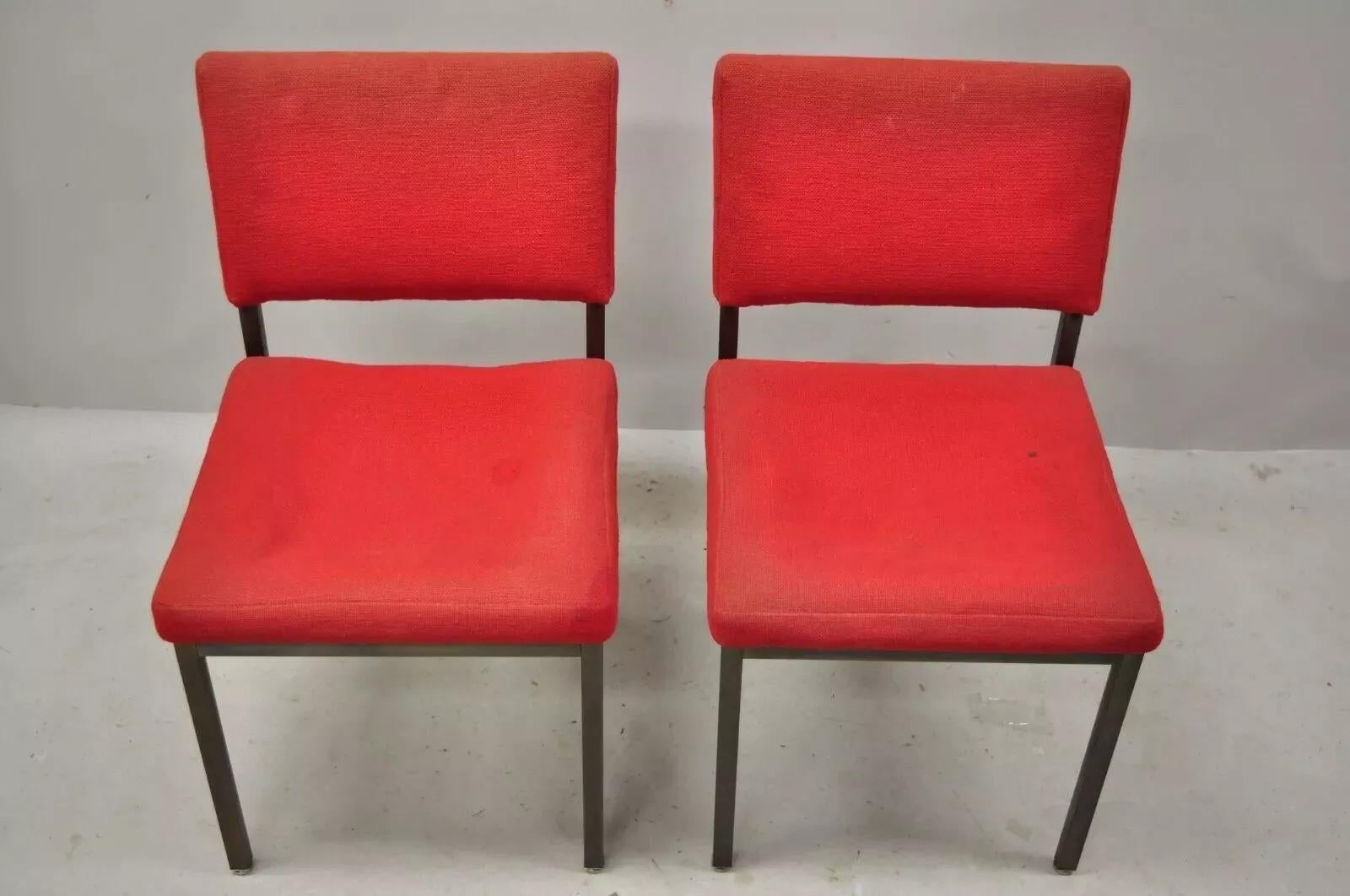 Mid Century Art Metal Inc Jamestown NY Brushed Bronze Metal Side Chairs - a Pair For Sale 2