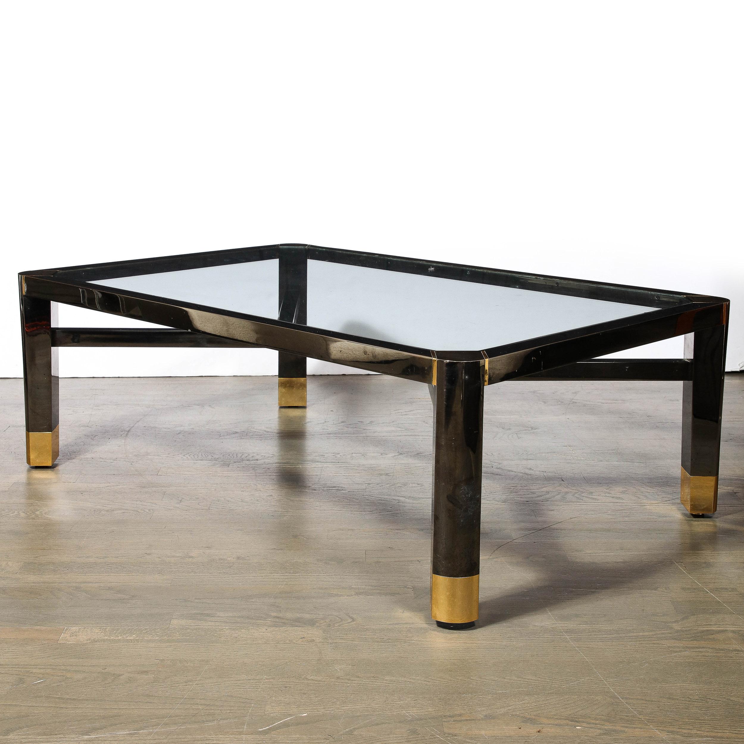 Mid-Century Art Moderne Polished Brass & Gunmetal Coffee Table by Lorin Marsh For Sale 5