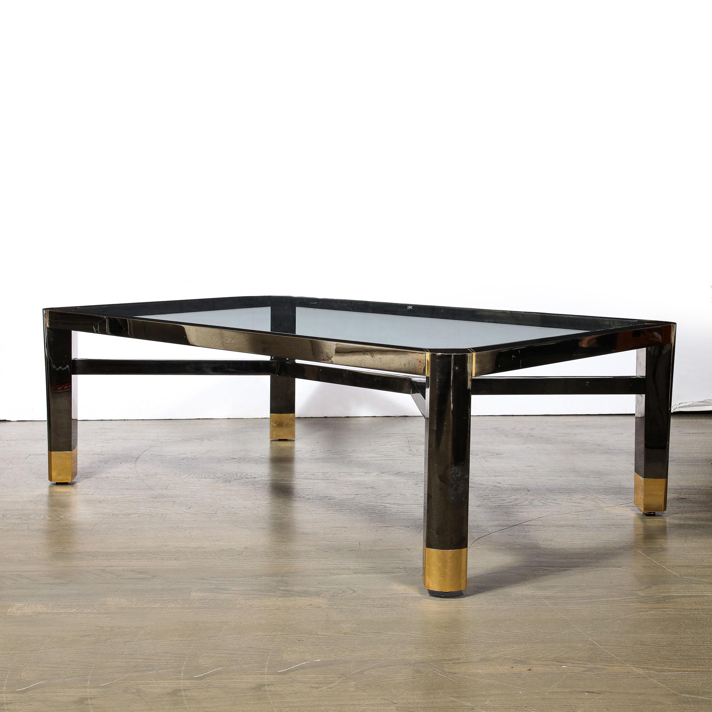 Mid-Century Art Moderne Polished Brass & Gunmetal Coffee Table by Lorin Marsh For Sale 6