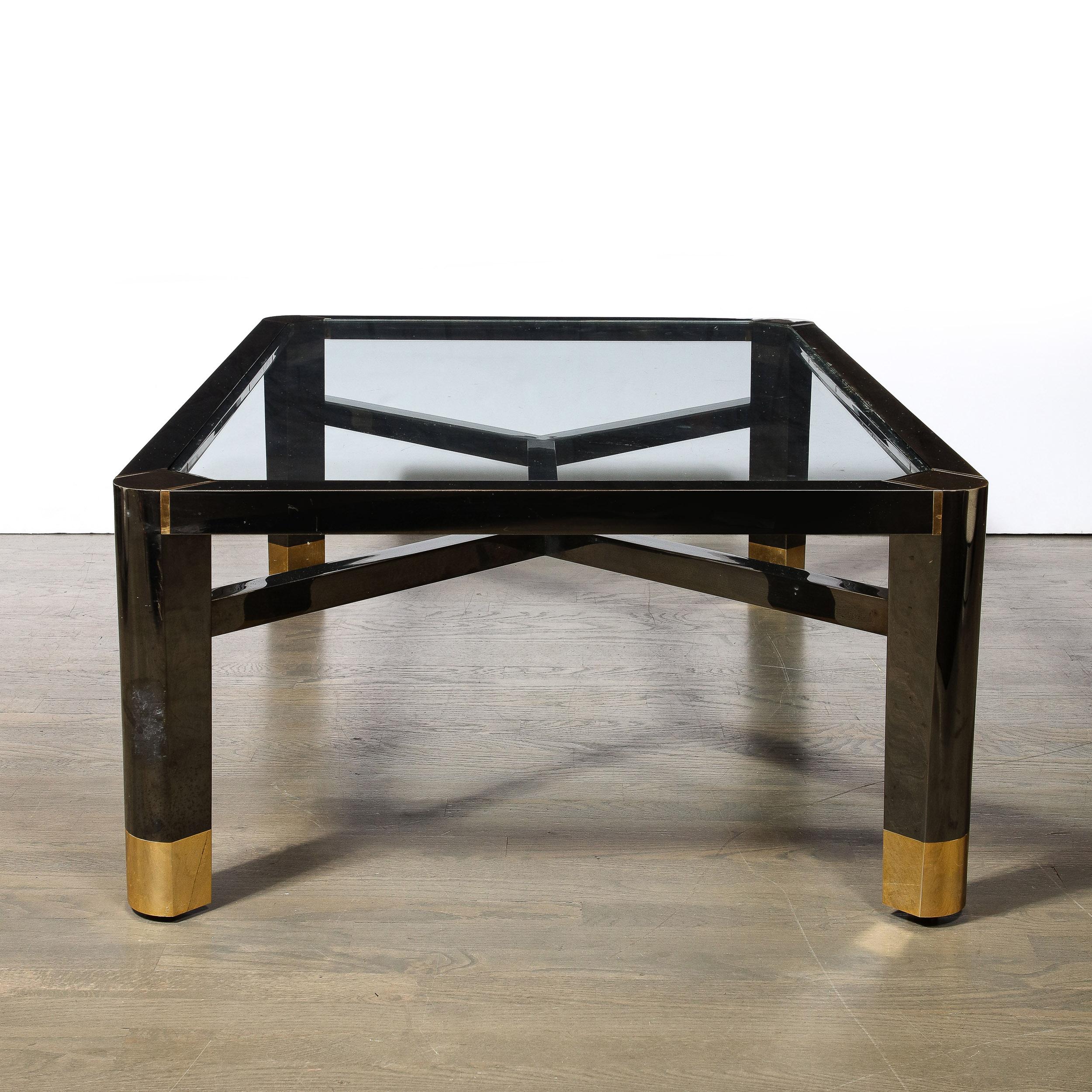 Table basse Art Moderne du milieu du siècle dernier en laiton poli et bronze doré par Lorin Marsh en vente 6