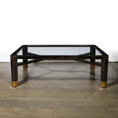 Mid-Century Art Moderne Polished Brass & Gunmetal Coffee Table by Lorin Marsh