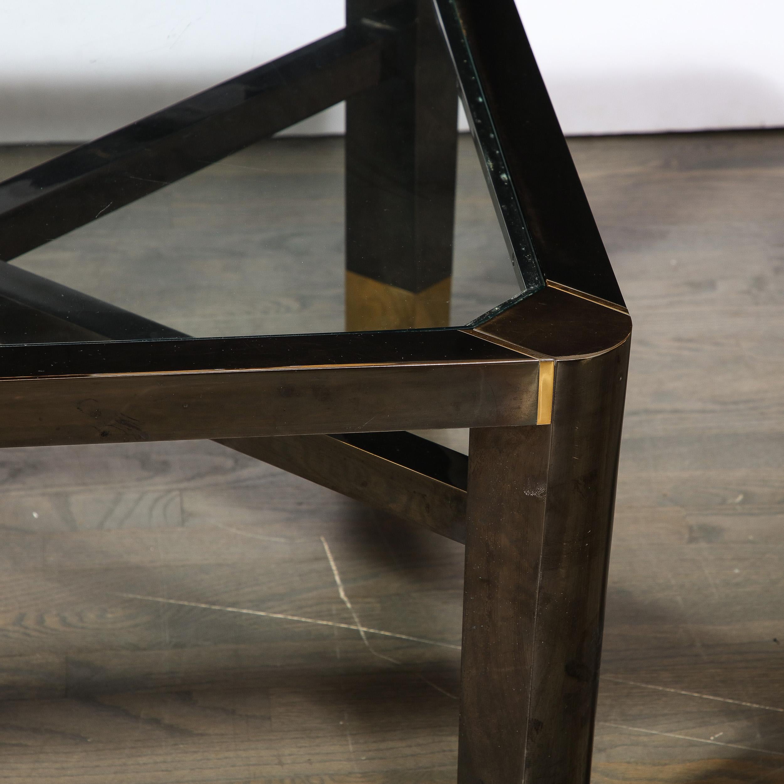 Fin du 20e siècle Table basse Art Moderne du milieu du siècle dernier en laiton poli et bronze doré par Lorin Marsh en vente