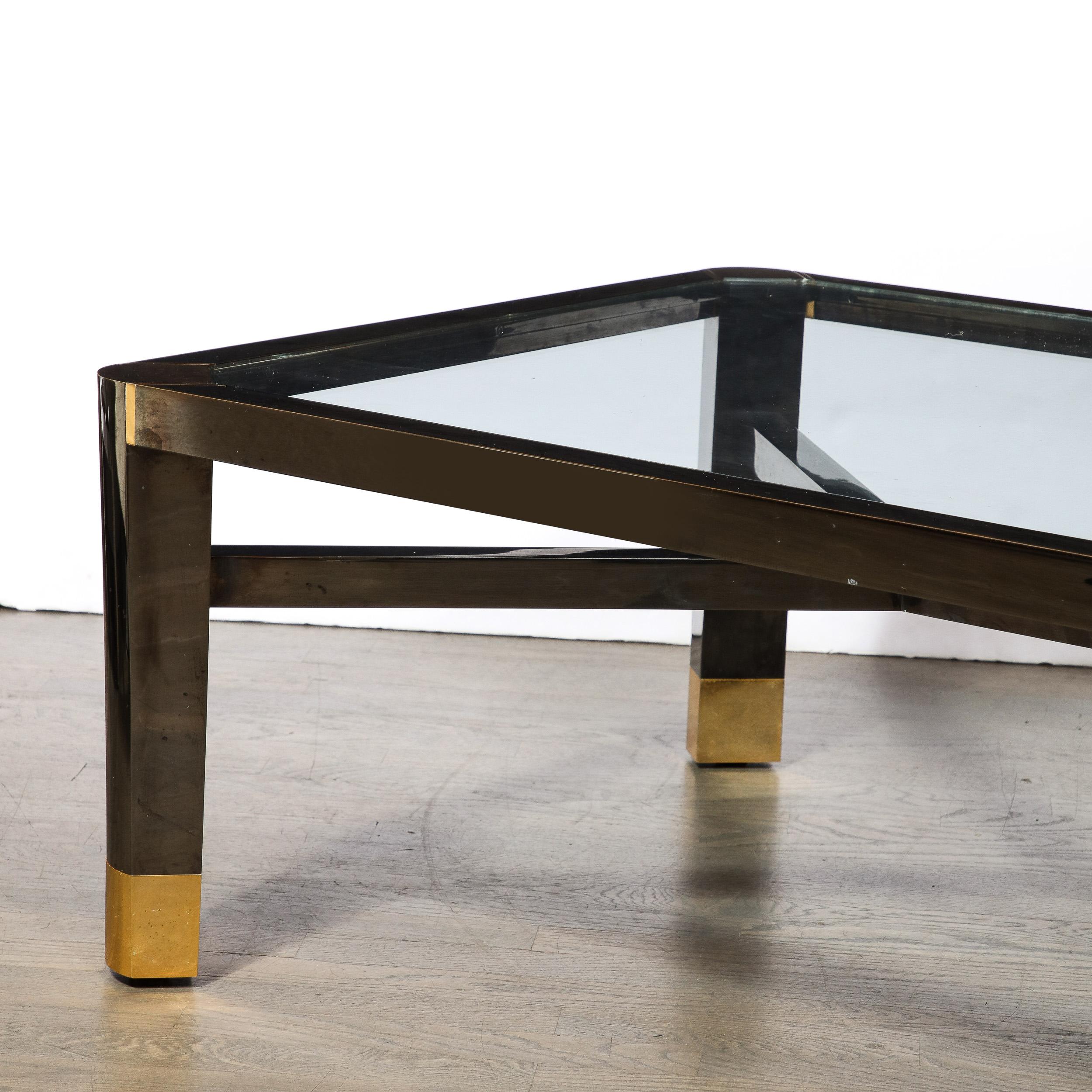 Mid-Century Art Moderne Polished Brass & Gunmetal Coffee Table by Lorin Marsh For Sale 2