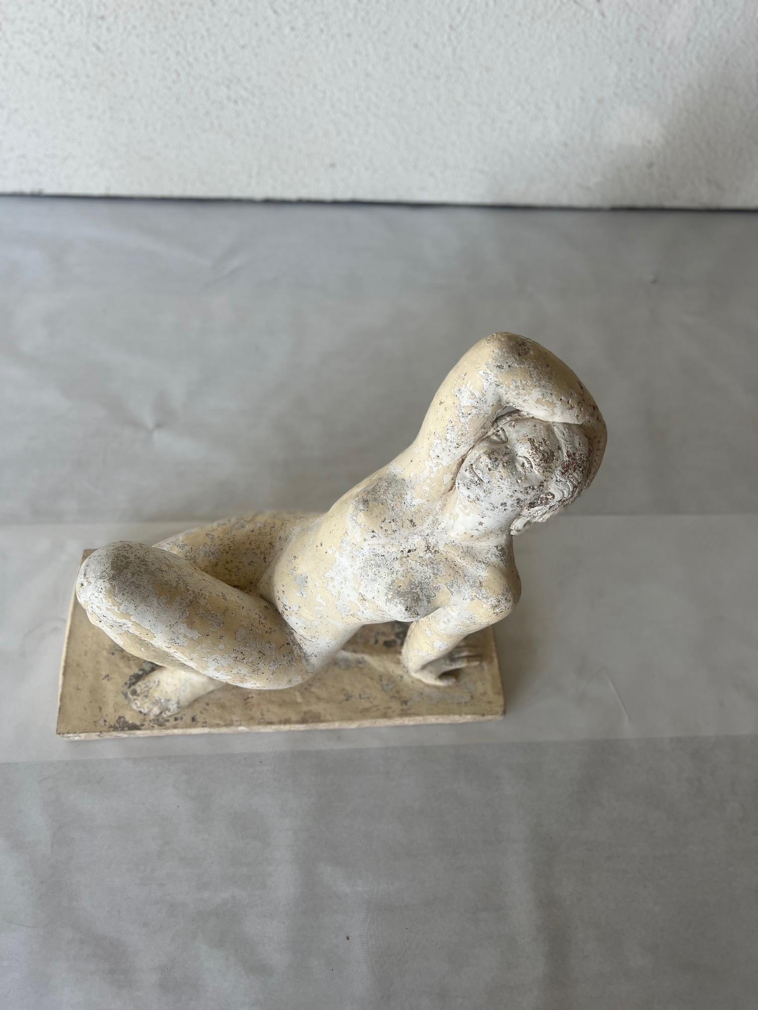 Old work from the early to mid-20th century. Purchased in France, Illustrating an obvious appreciation of the grace and elegance of the female form. With a wonderful patina as well. Listed as Mid-Century but we believe it may be early 1900's.