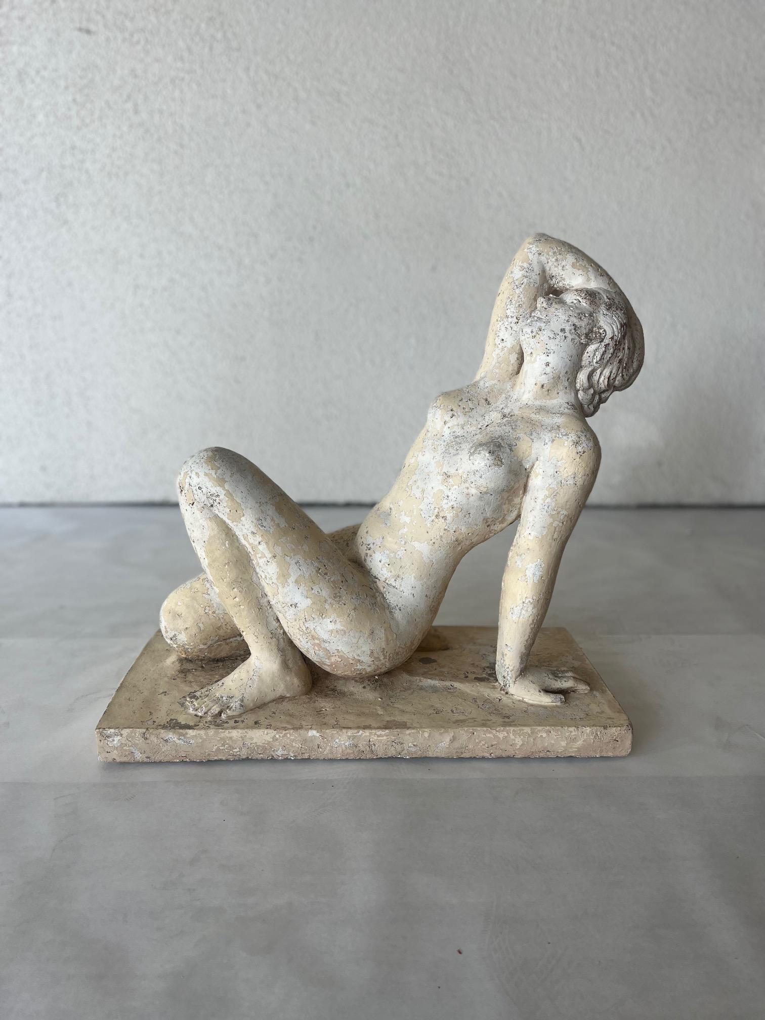Mid- Century Art Nouveau Style Nude Sculpture In Good Condition In Houston, TX