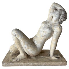 Mid- Century Art Nouveau Style Nude Sculpture