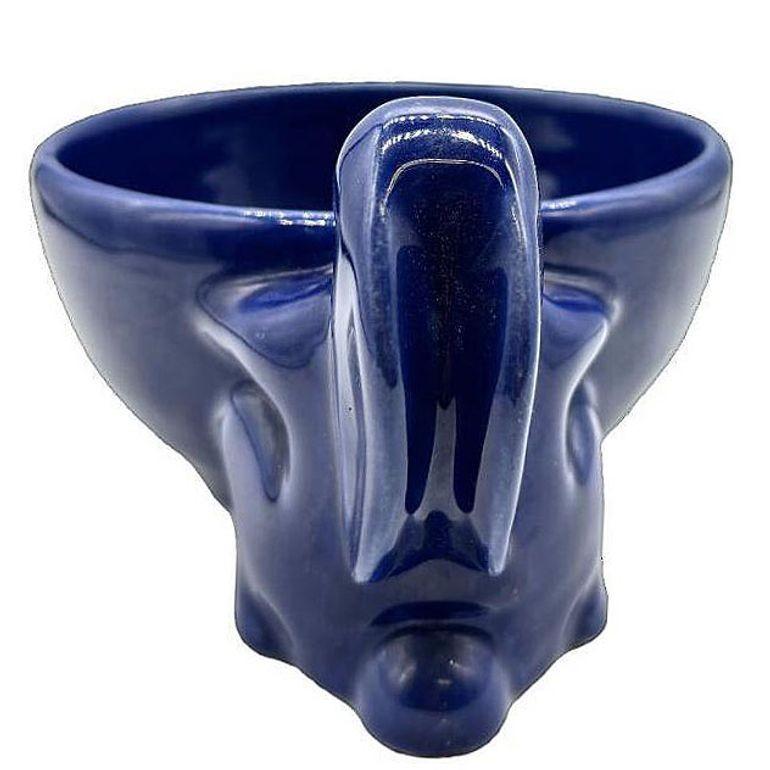 Originale piatto per caramelle con coniglietto in ceramica blu cobalto di Mi-Century Art Pottery con una ciotola da 5