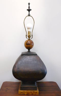 Mid-Century Art Studio Hammered Bronze Copper Table Lamp