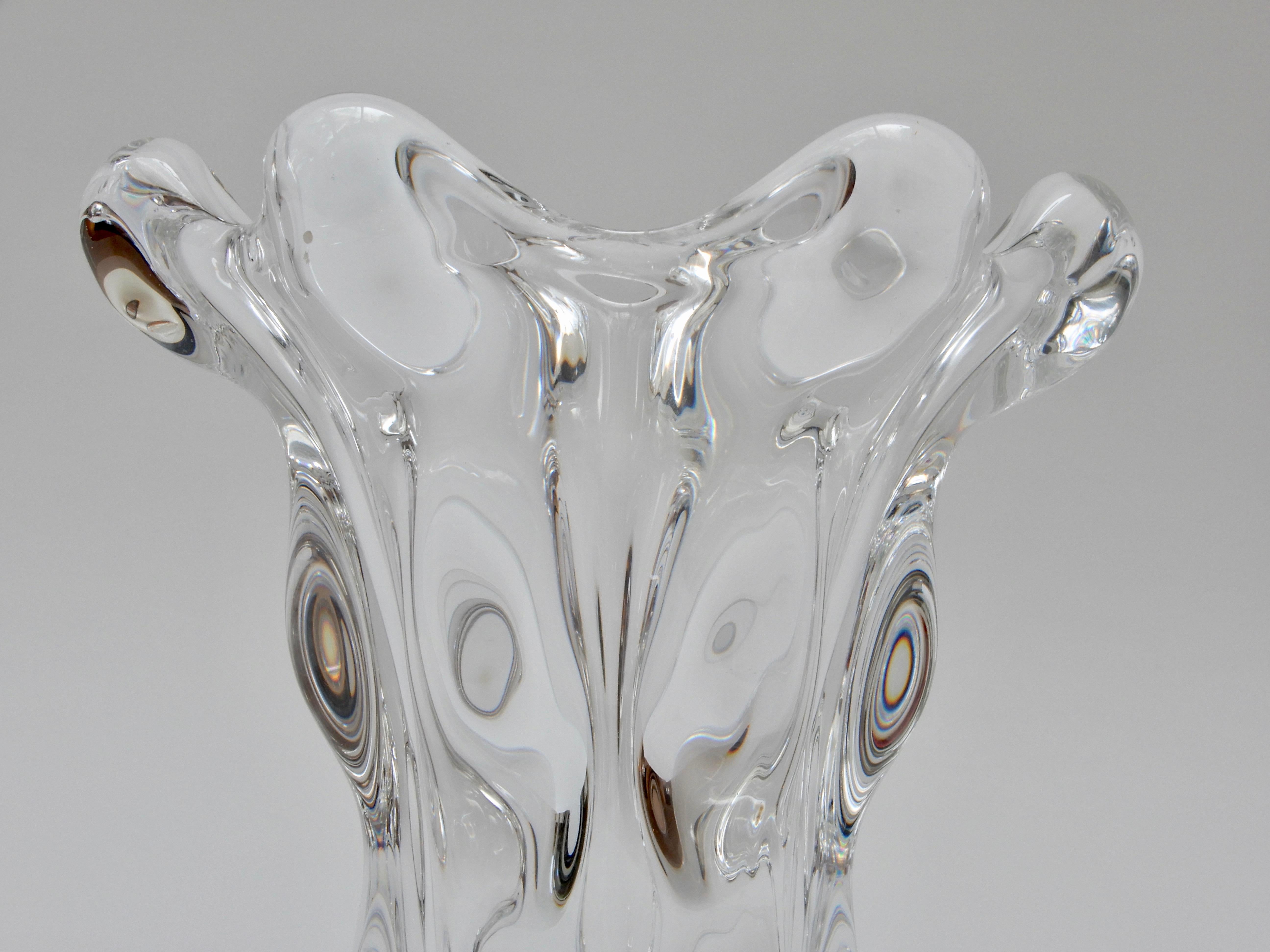 French Midcentury Art Vannes Crystal Vase