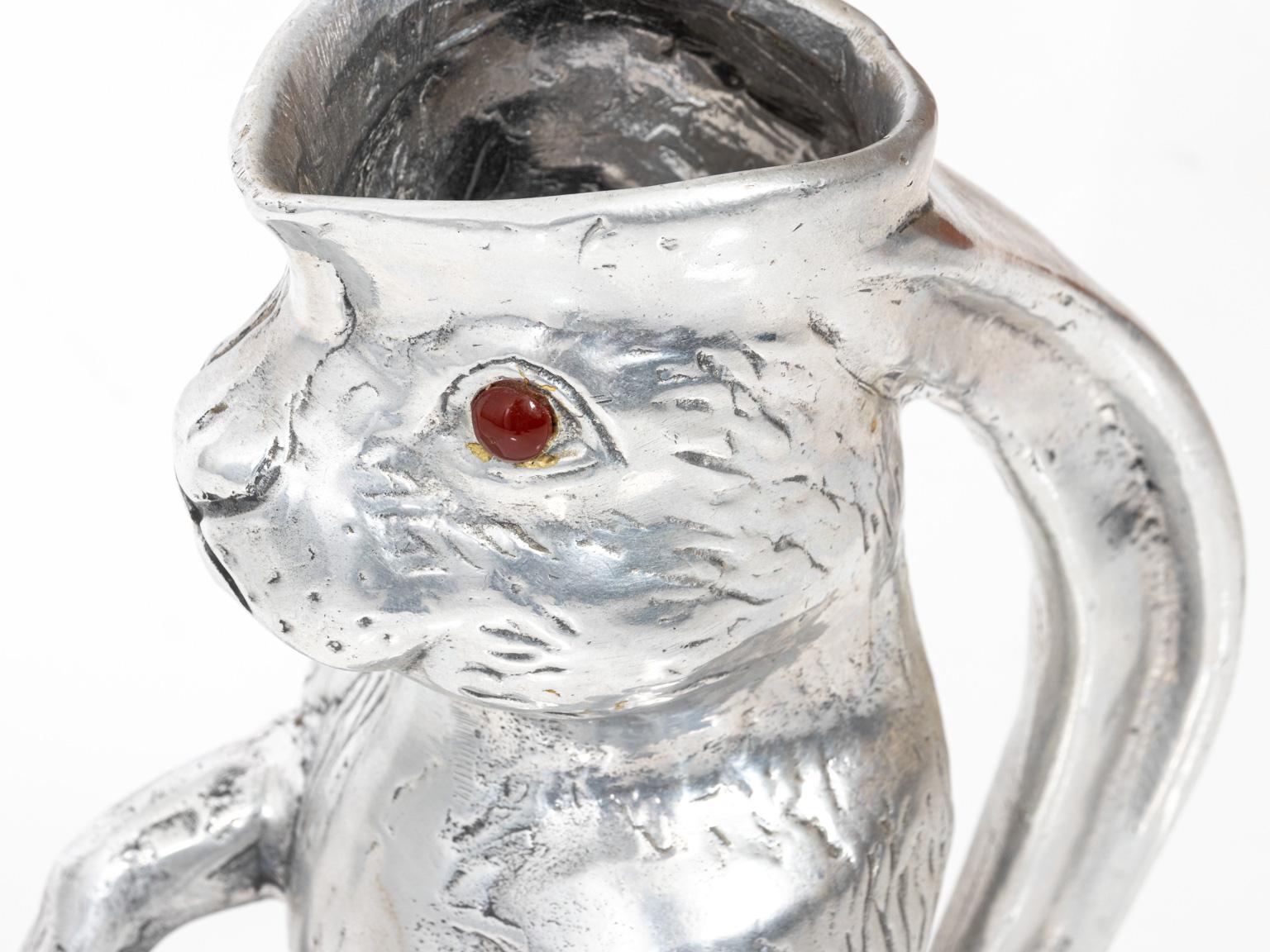 Hollywood Regency Midcentury Arthur Court Pewter Bunny Rabbit Water Pitcher