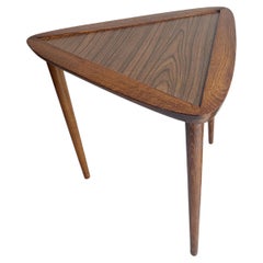 Vintage Mid Century Arthur Umanoff style Walnut Triangular Side Table planter, 1950s