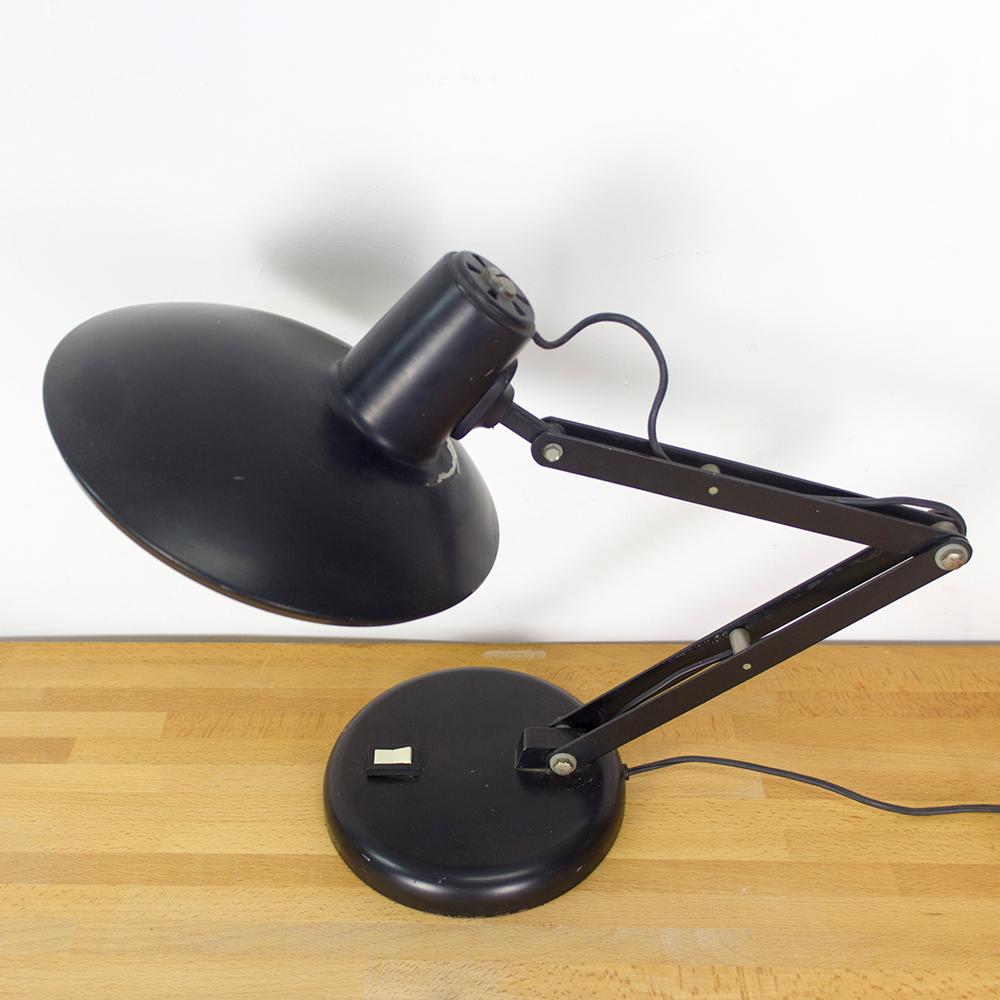 Midcentury Articulated Black Metal Desk Lamp For Sale 1