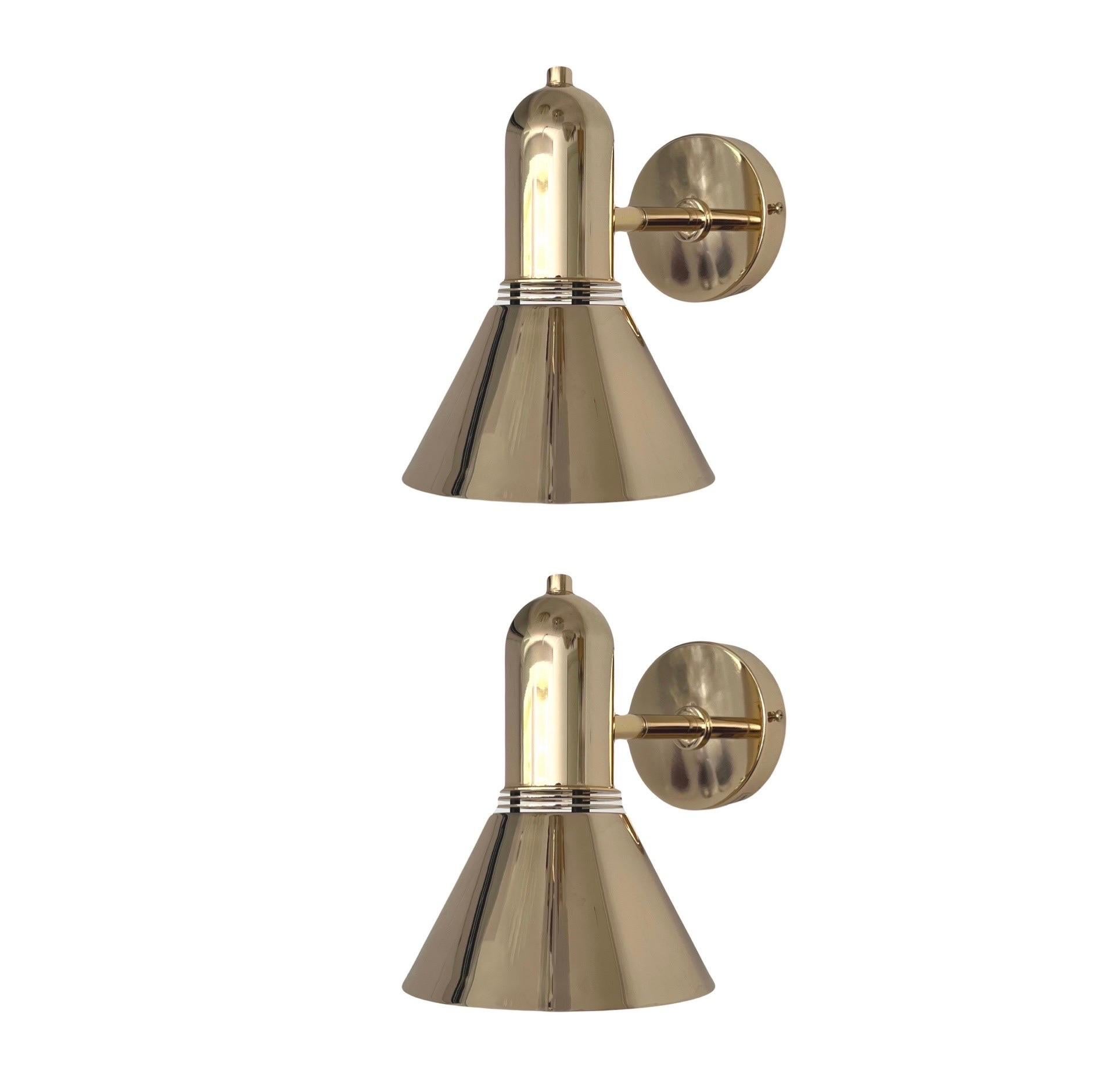 Paar bewegliche Mid-Century-Wandleuchter aus Gold von Estiluz, Barcelona, 1970er Jahre im Angebot 4