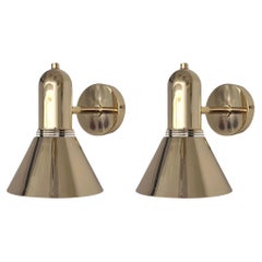 Mid-Century Articulated Pair of Gold Wall Sconces by Estiluz, Barcelona, 1970s