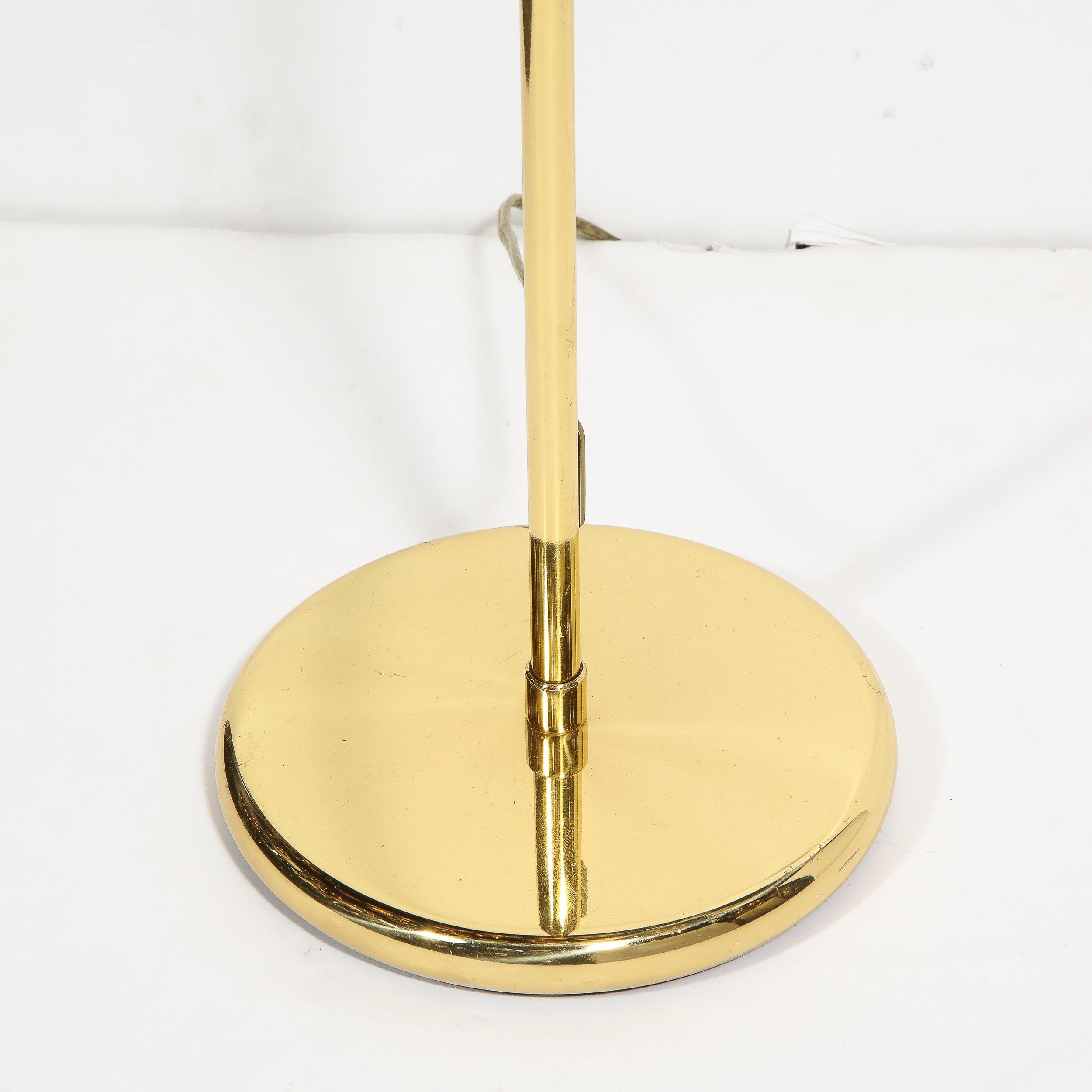 Midcentury Articulating Adjustable Peaked Shade Polished Brass Floor Lamp 4
