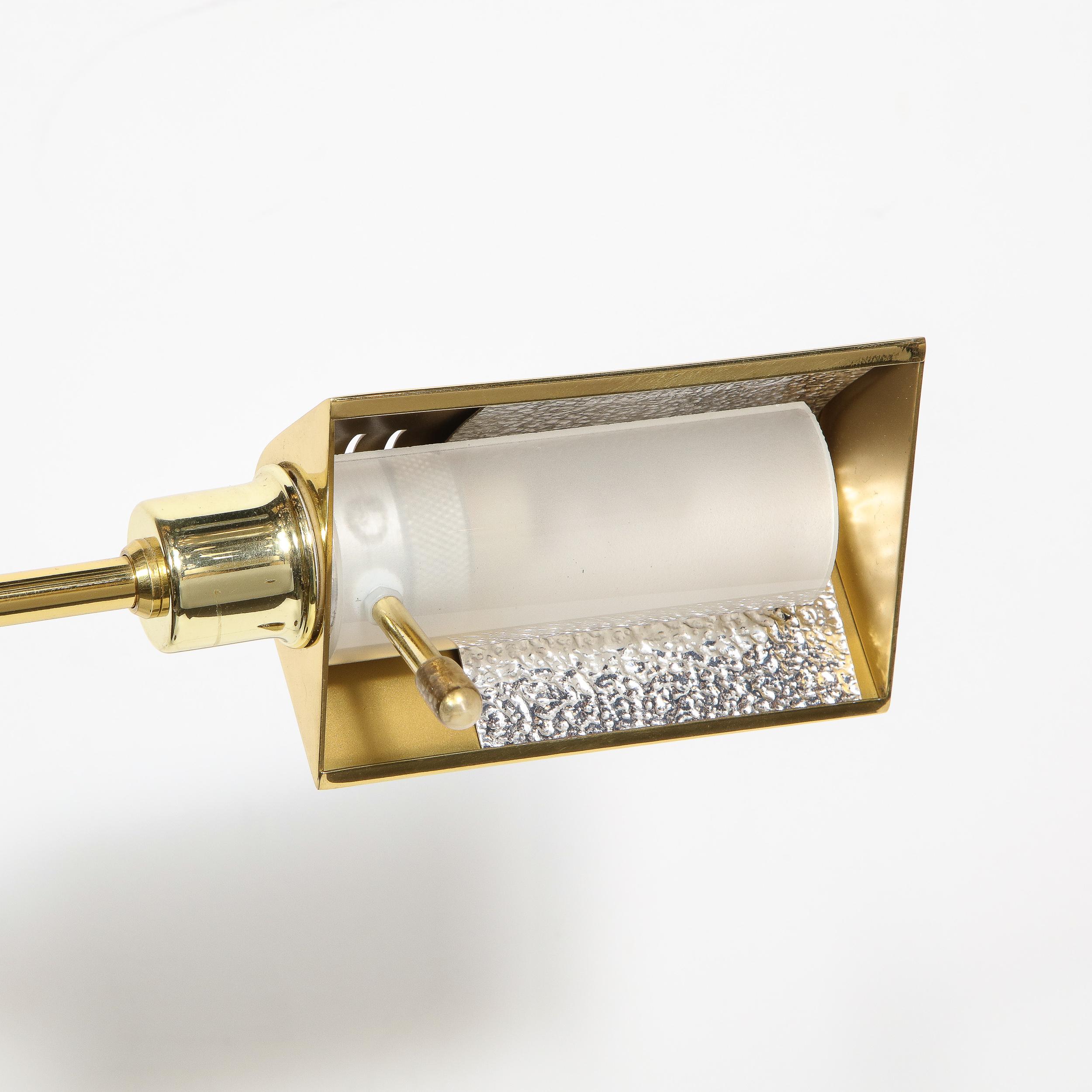 Midcentury Articulating Adjustable Peaked Shade Polished Brass Floor Lamp 5