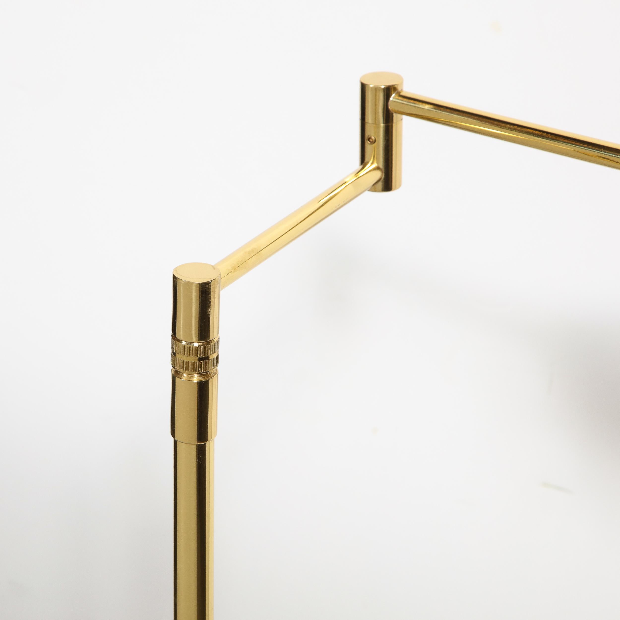 Midcentury Articulating Adjustable Peaked Shade Polished Brass Floor Lamp 1