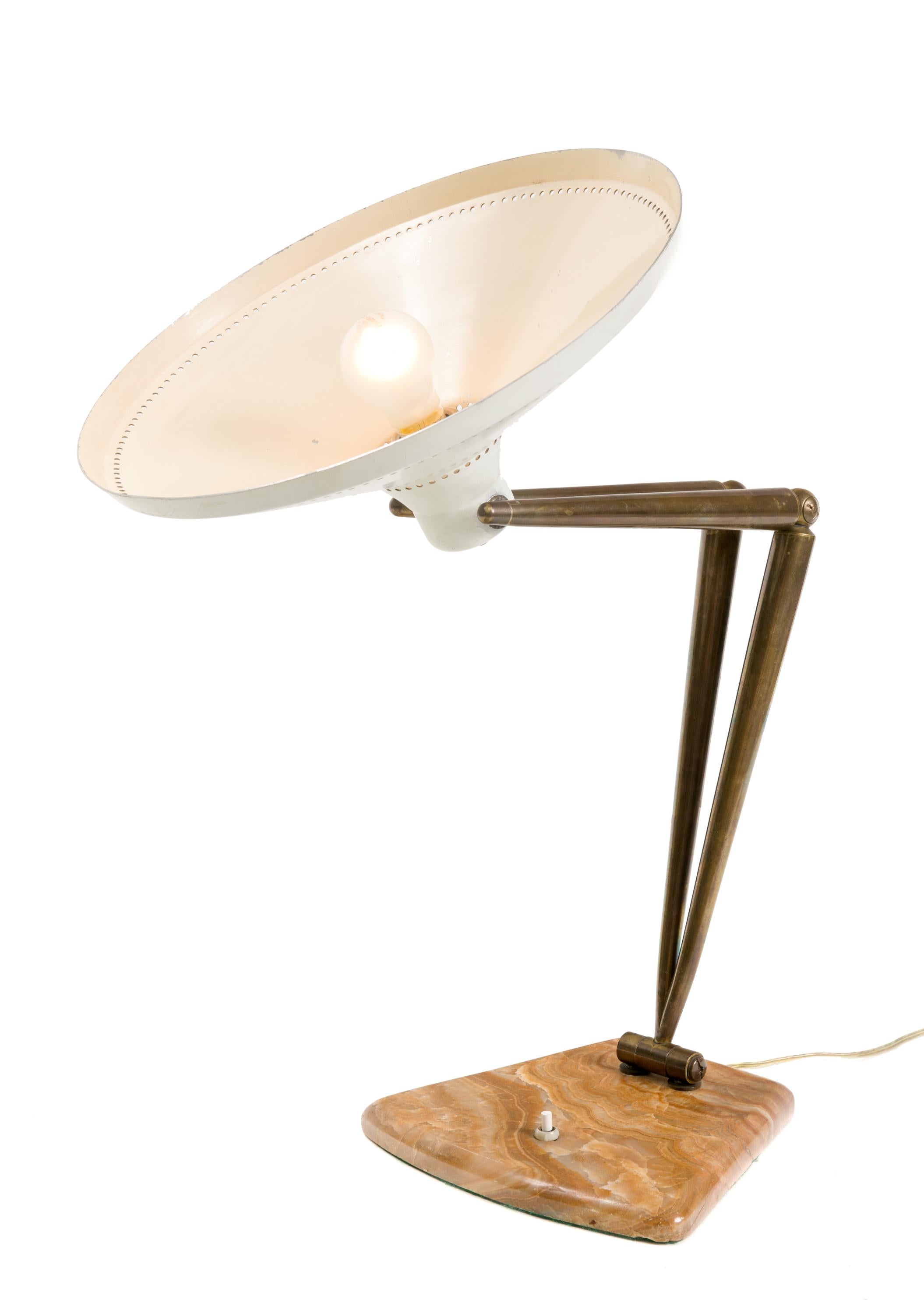 Midcentury Articulating Desk Lamp with Marble Base, Italy, 1950s (Moderne der Mitte des Jahrhunderts)