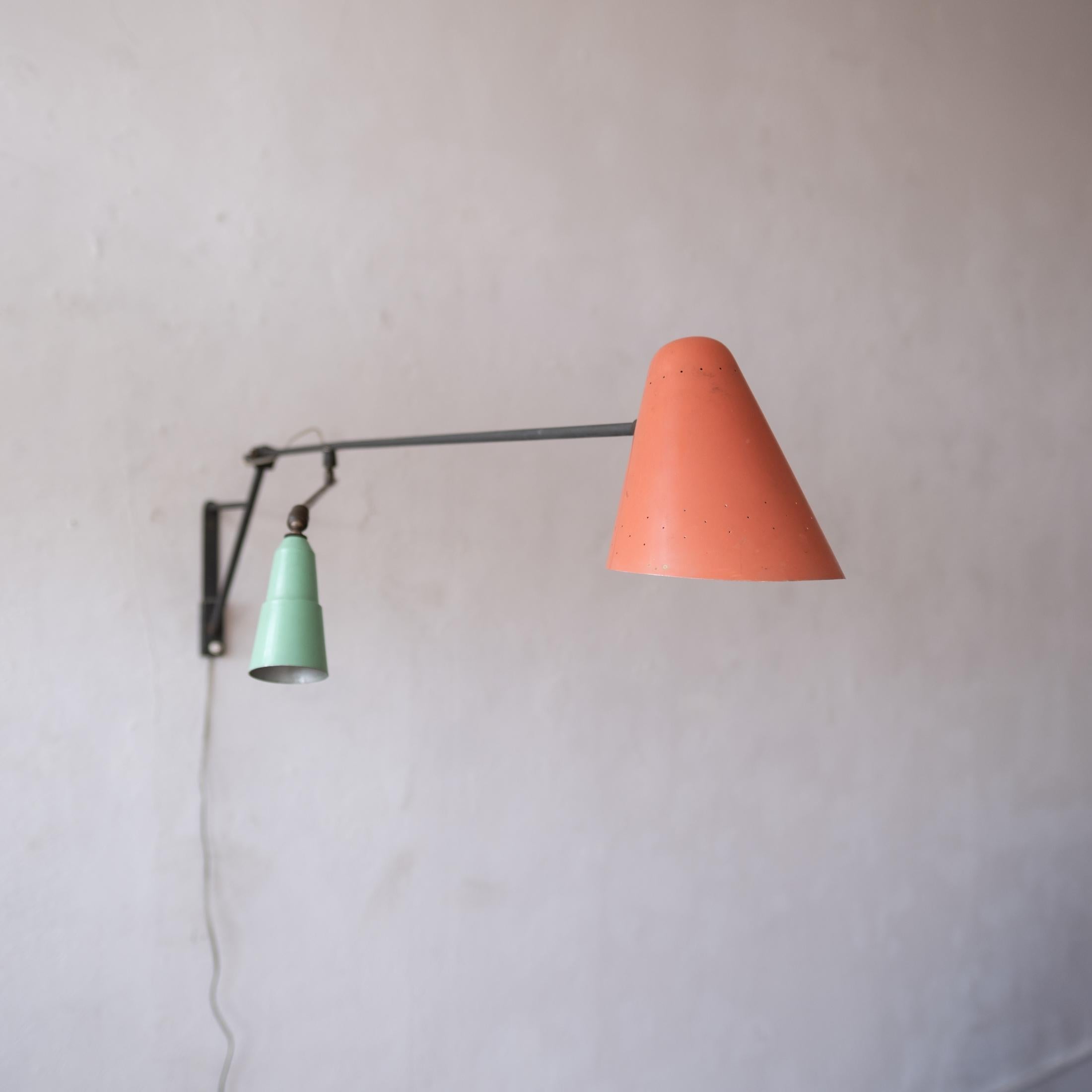 French Mid Century Articulating European Wall Mounted Lamp 1950s