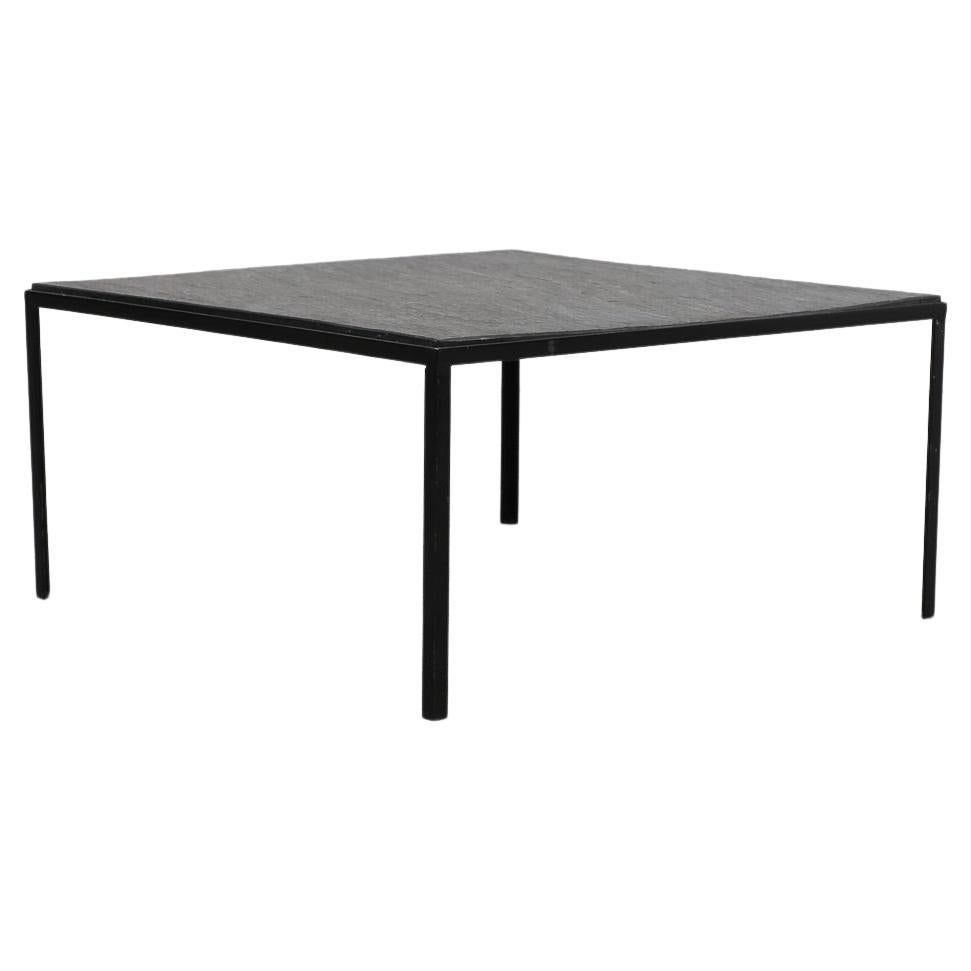 Midcentury Artimeta Black Enameled Metal and Stone Coffee Table