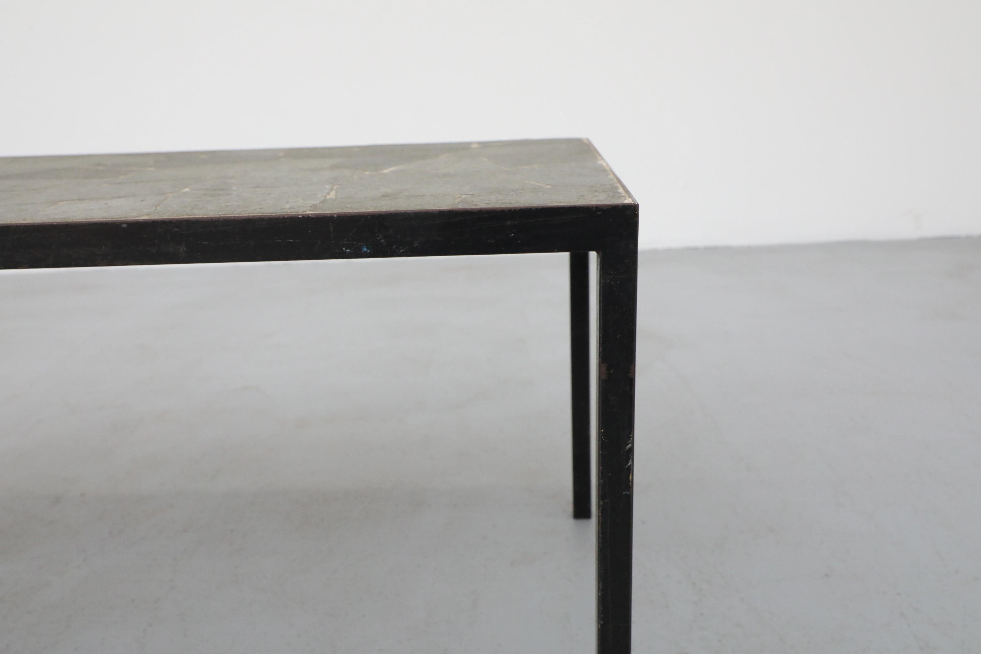 Mid-Century Artimeta Gray Stone Mosaic Rectangle Coffee Table with Black Frame 4