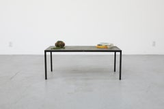 Mid-Century Artimeta Gray Stone Mosaic Rectangle Coffee Table with Black Frame