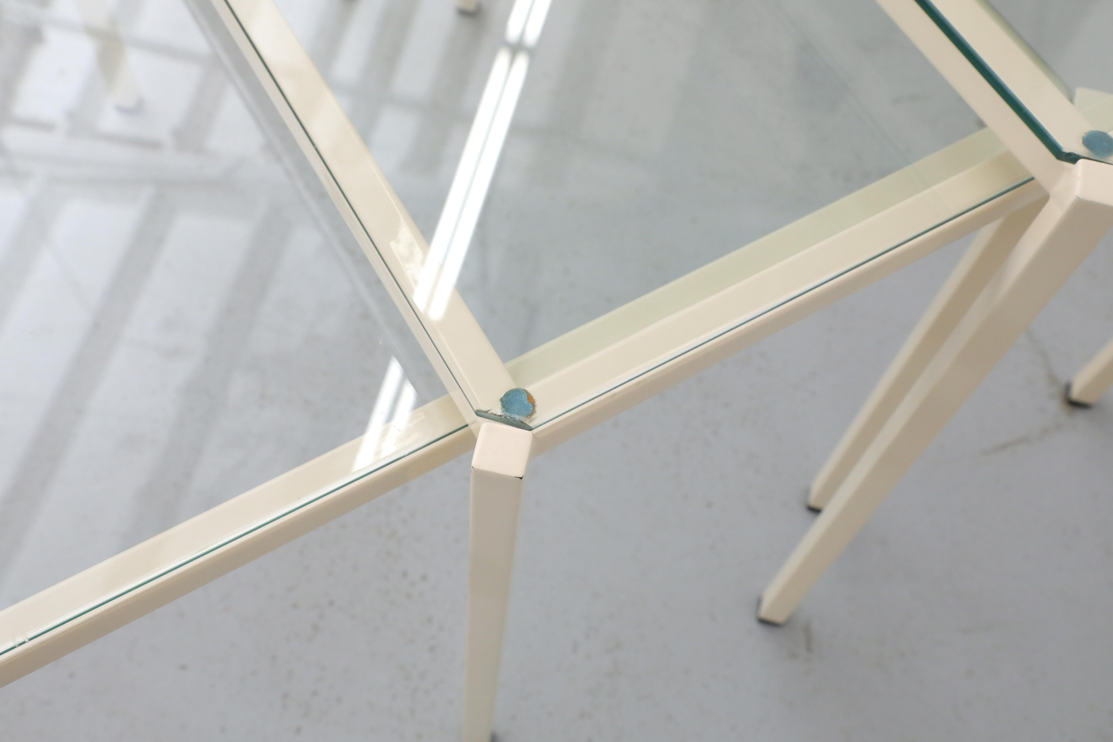 Mid-Century Artimeta Style Off-White Enameled Metal Nesting Coffee Tables 8