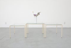 Mid-Century Artimeta Style Off-White Enameled Metal Nesting Coffee Tables