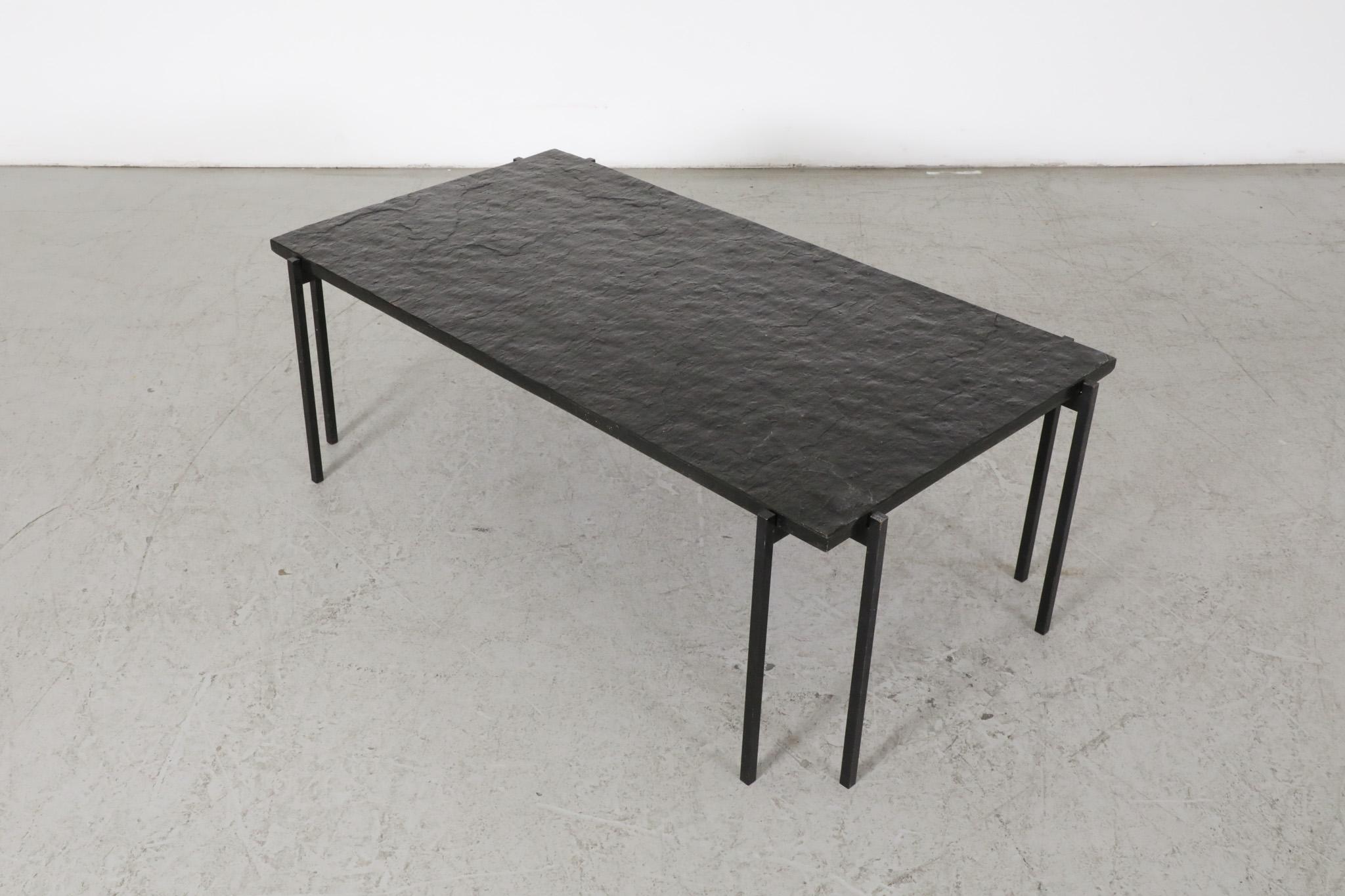 Mid century, Artimeta Style Stone Top Coffee Table with Enameled Metal Base 4
