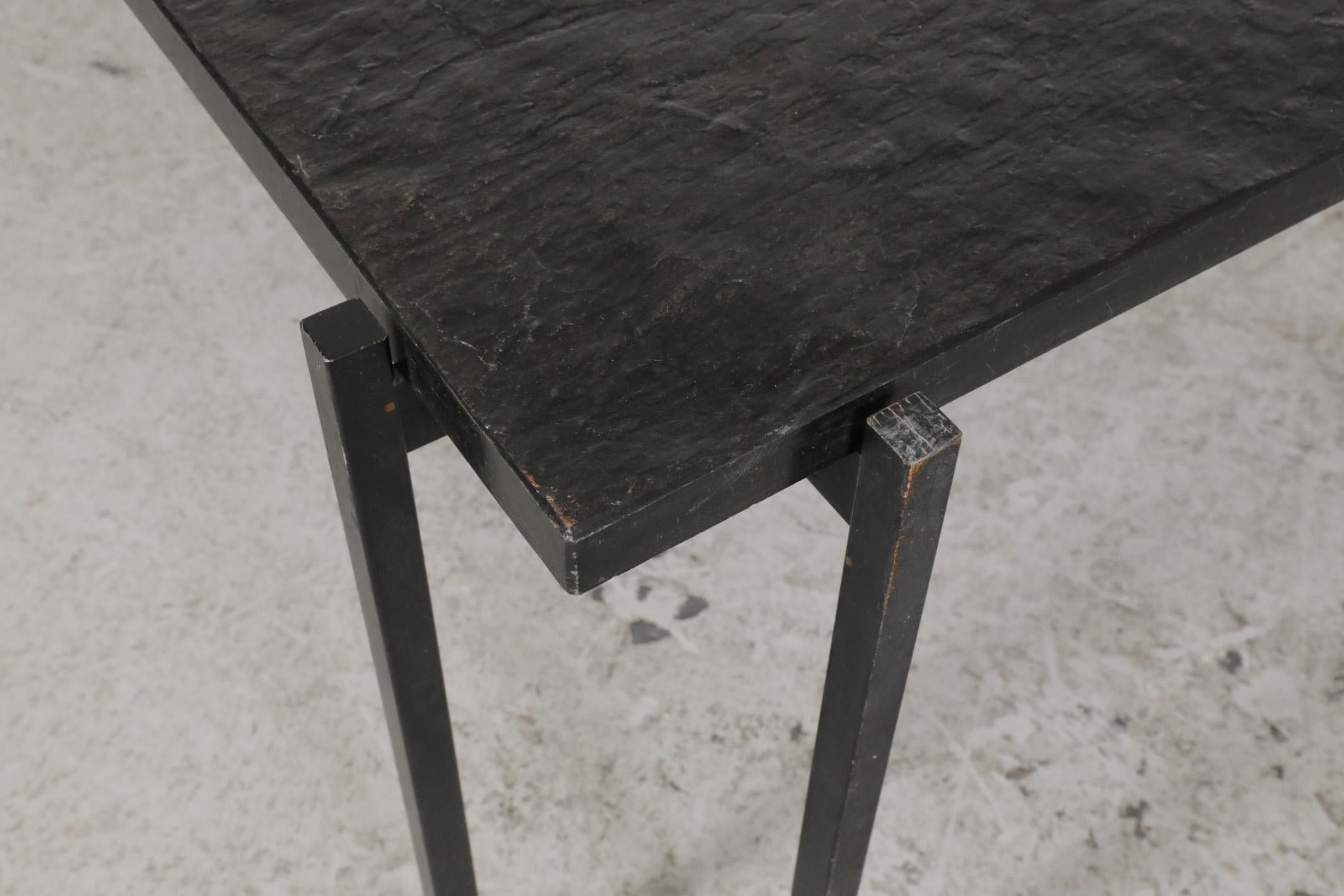 Mid century, Artimeta Style Stone Top Coffee Table with Enameled Metal Base 7