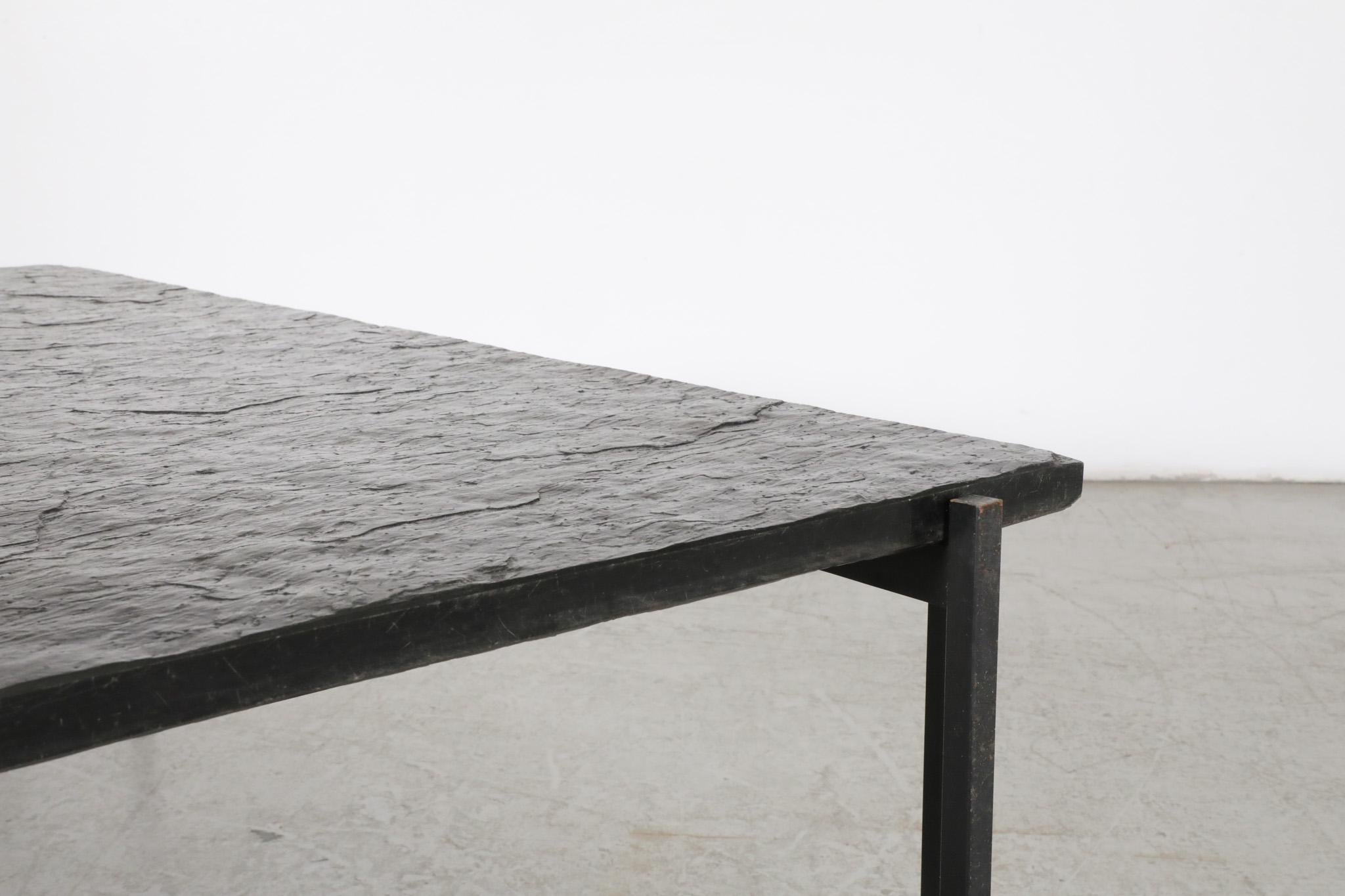 Mid century, Artimeta Style Stone Top Coffee Table with Enameled Metal Base 8
