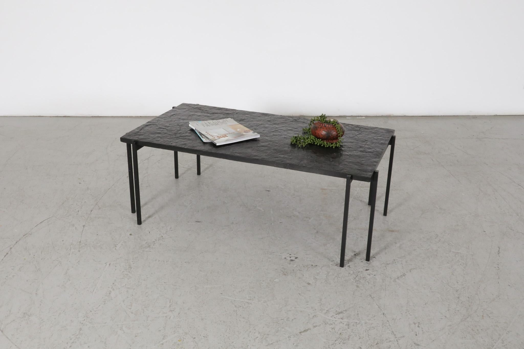 Mid-Century Modern Mid century, Artimeta Style Stone Top Coffee Table with Enameled Metal Base