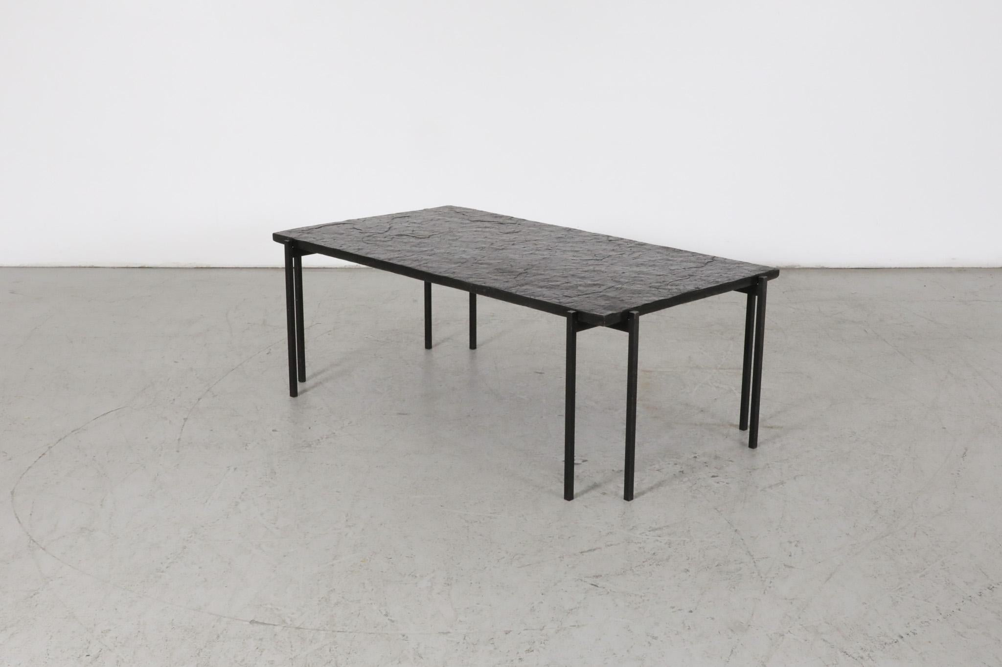 Mid century, Artimeta Style Stone Top Coffee Table with Enameled Metal Base 1