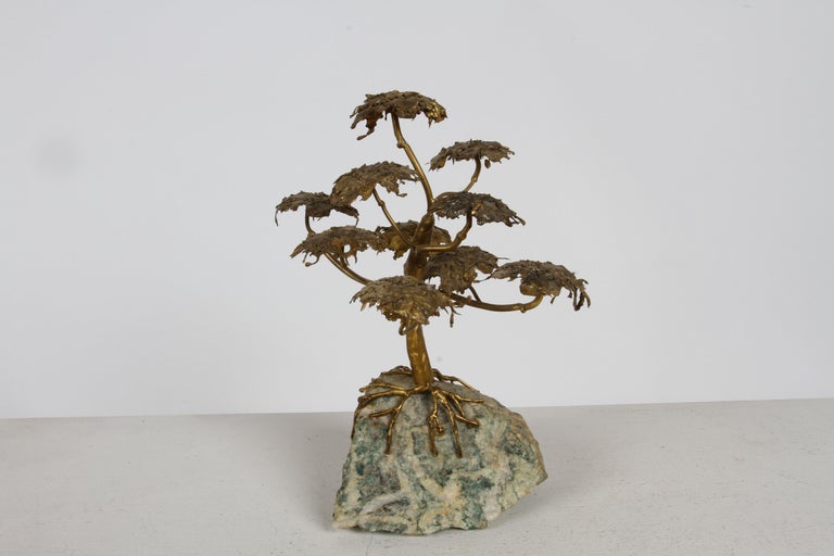 Mid-Century Artisan Brutalist Gold Metal Bonsai Tree Sculpture on Agate  Base For Sale at 1stDibs | bonsai tree metal, bronze bonsai tree