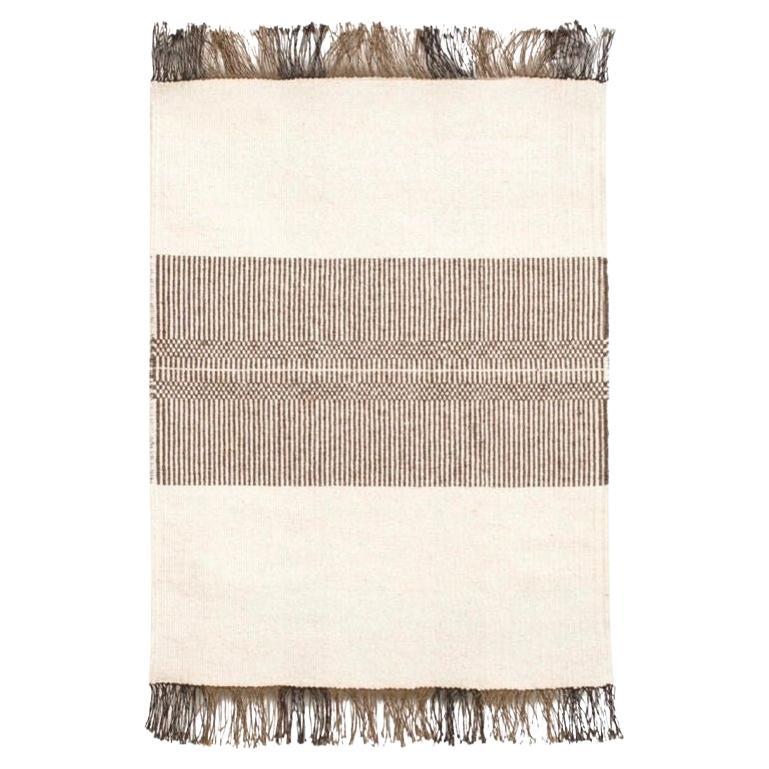 Handgewebter Wollteppich mit Akzent aus der Mitte des Jahrhunderts