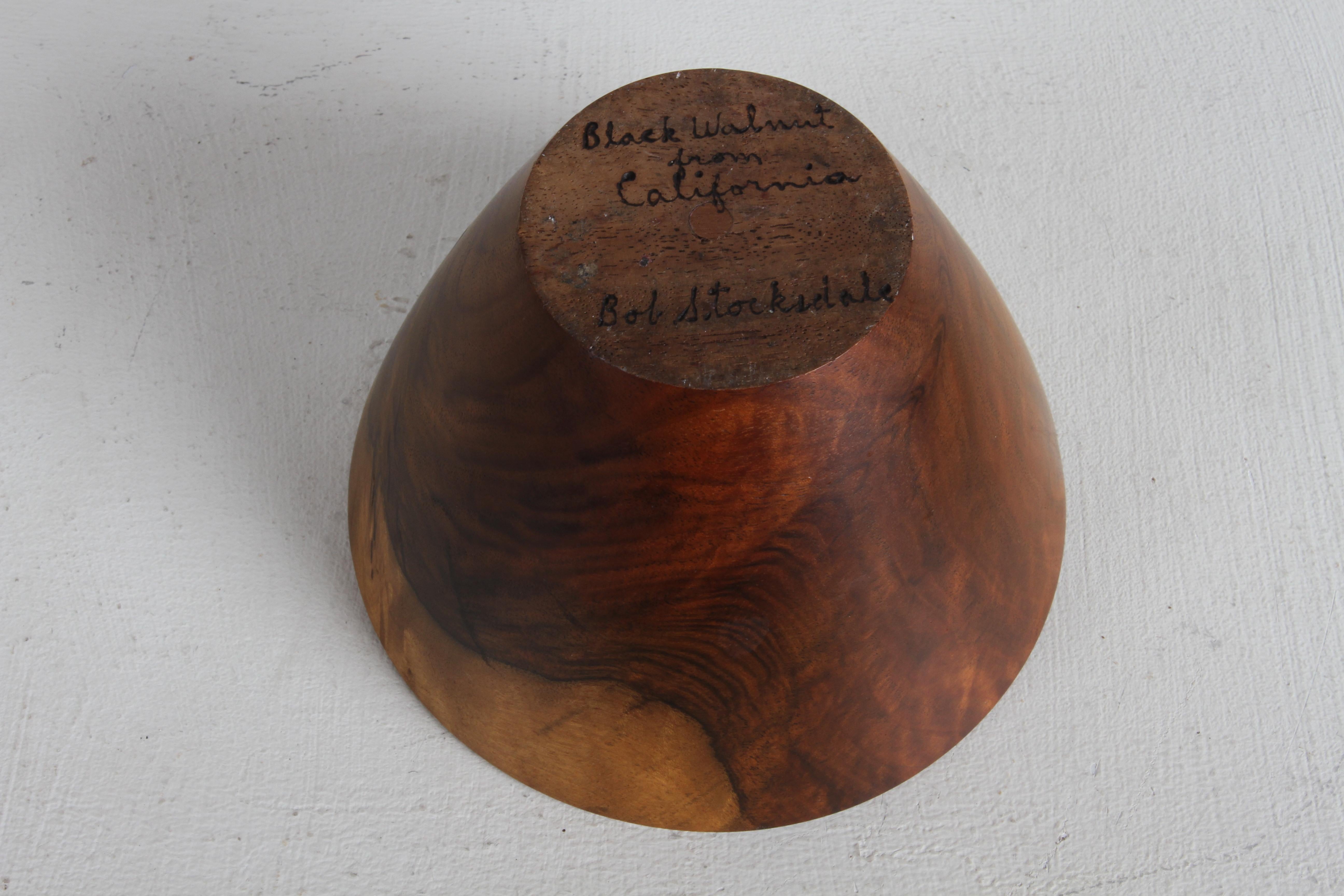 Mid-Century Artist Bob Stockdale California Black Walnut Turned Bowl  For Sale 5