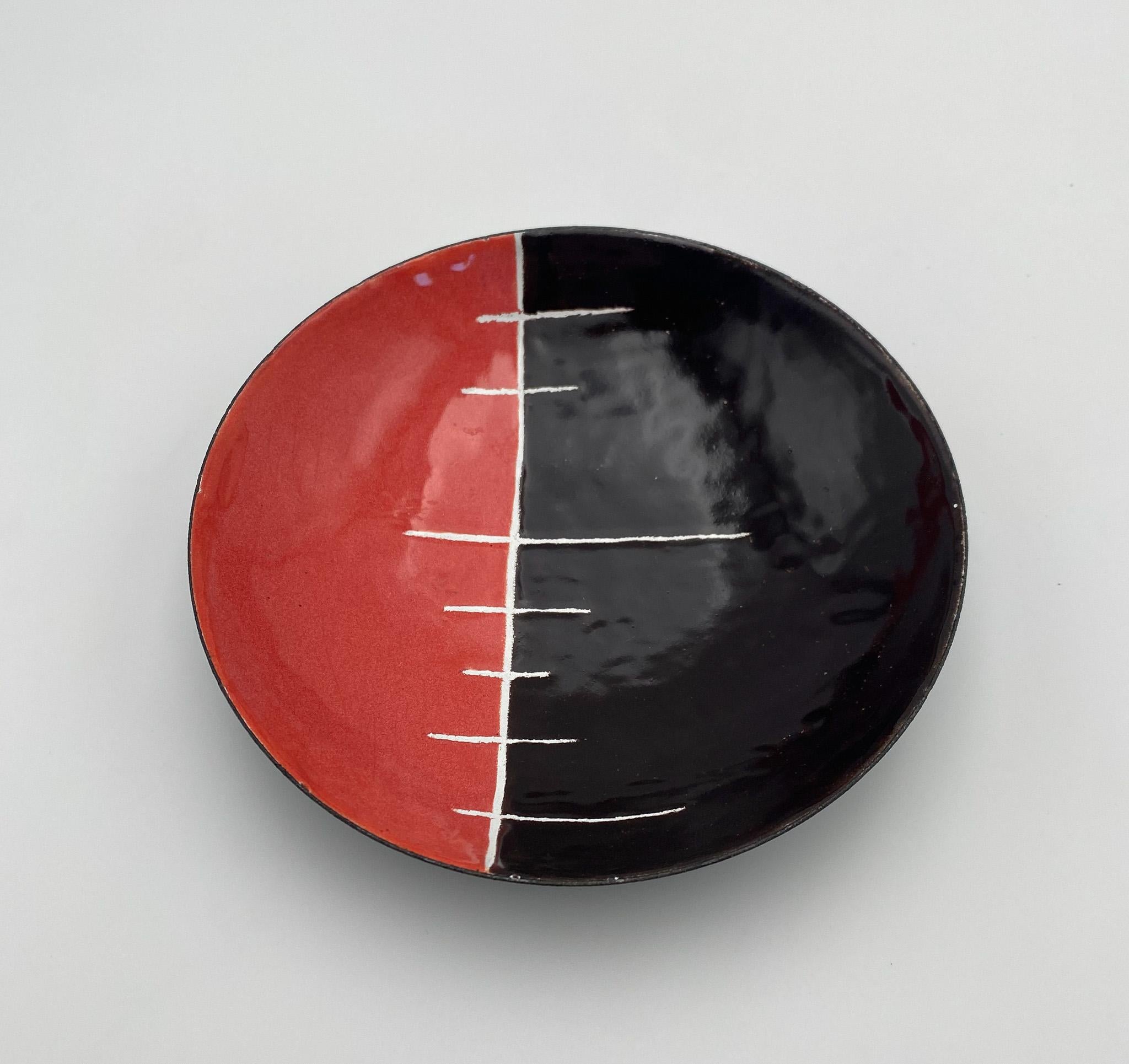 Mid Century Artist Made Abstract Enamel Bowl,  1960's  4