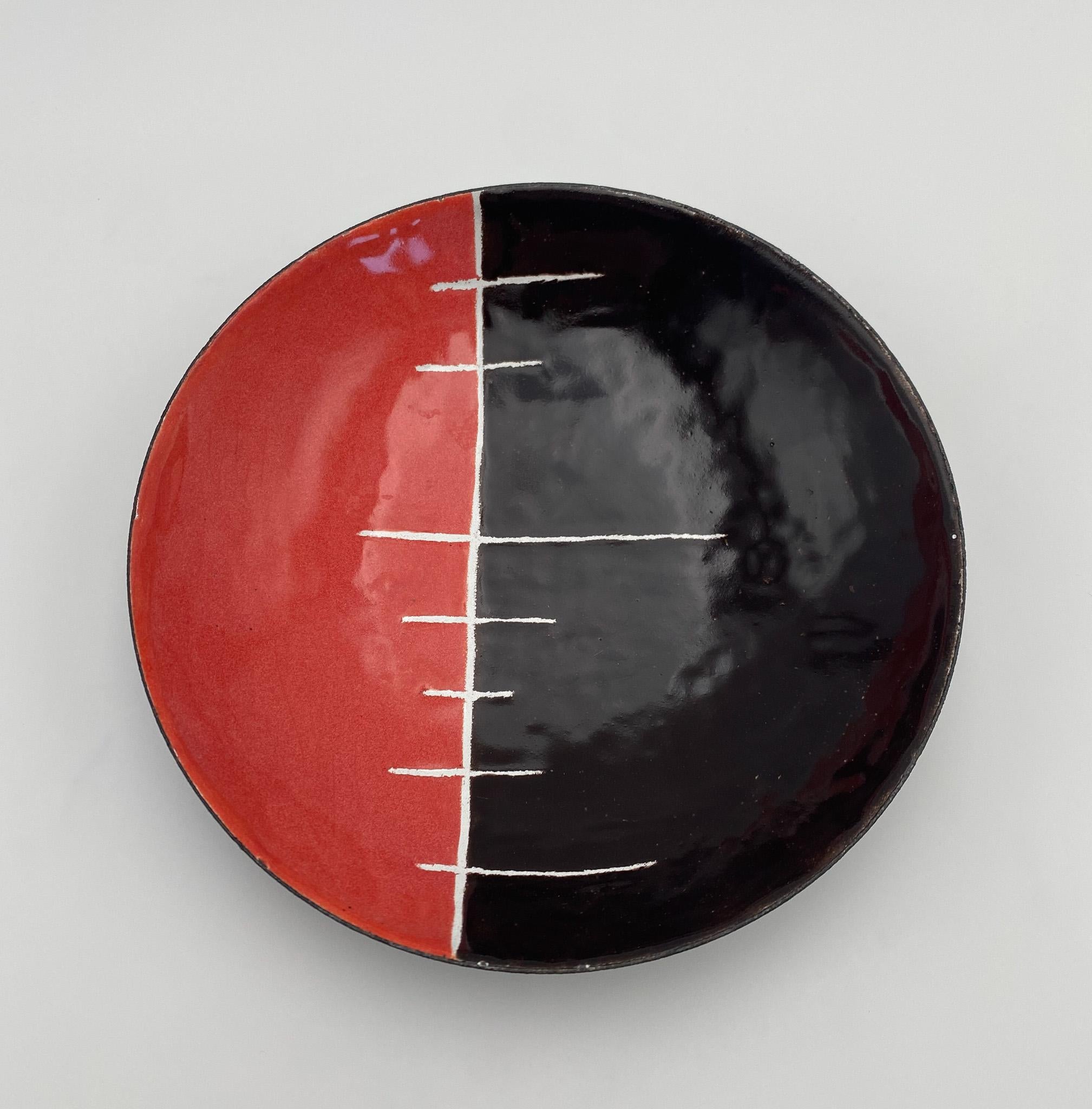 Mid Century Artist Made Abstract Enamel Bowl,  1960's  5
