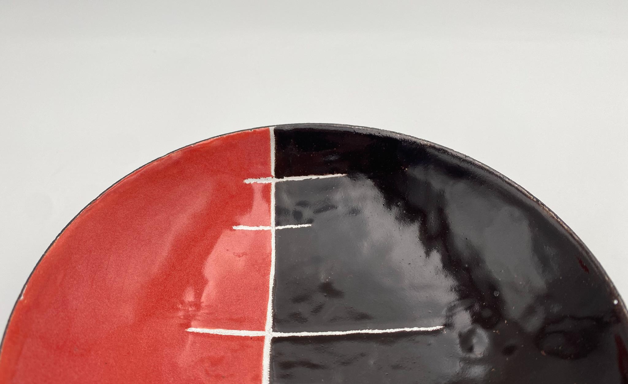 Mid-Century Modern Mid Century Artist Made Abstract Enamel Bowl,  1960's 