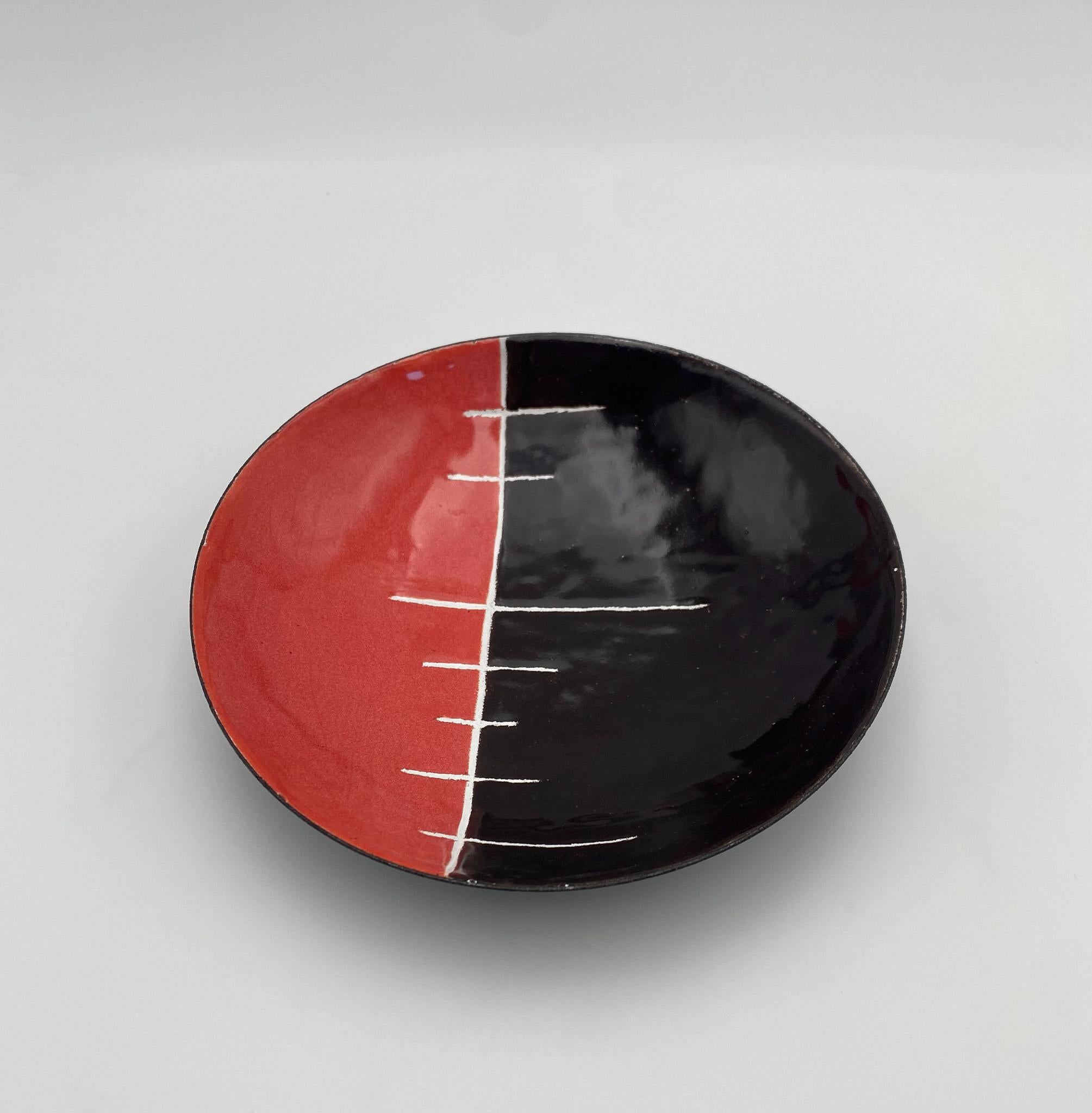 American Mid Century Artist Made Abstract Enamel Bowl,  1960's 