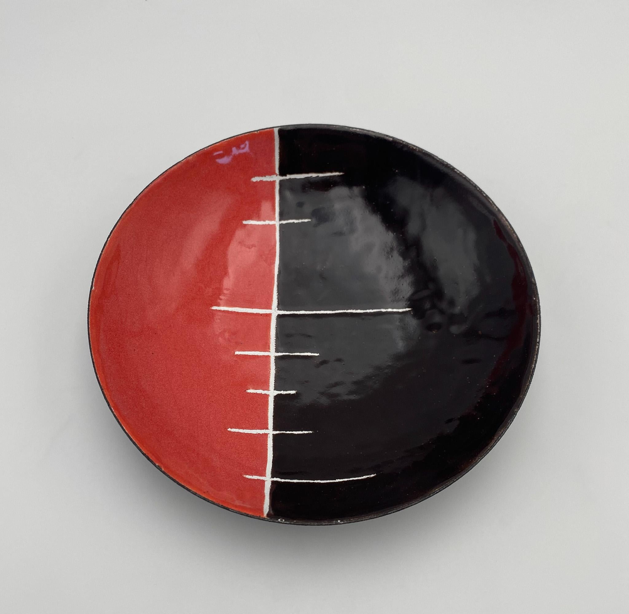 20th Century Mid Century Artist Made Abstract Enamel Bowl,  1960's 