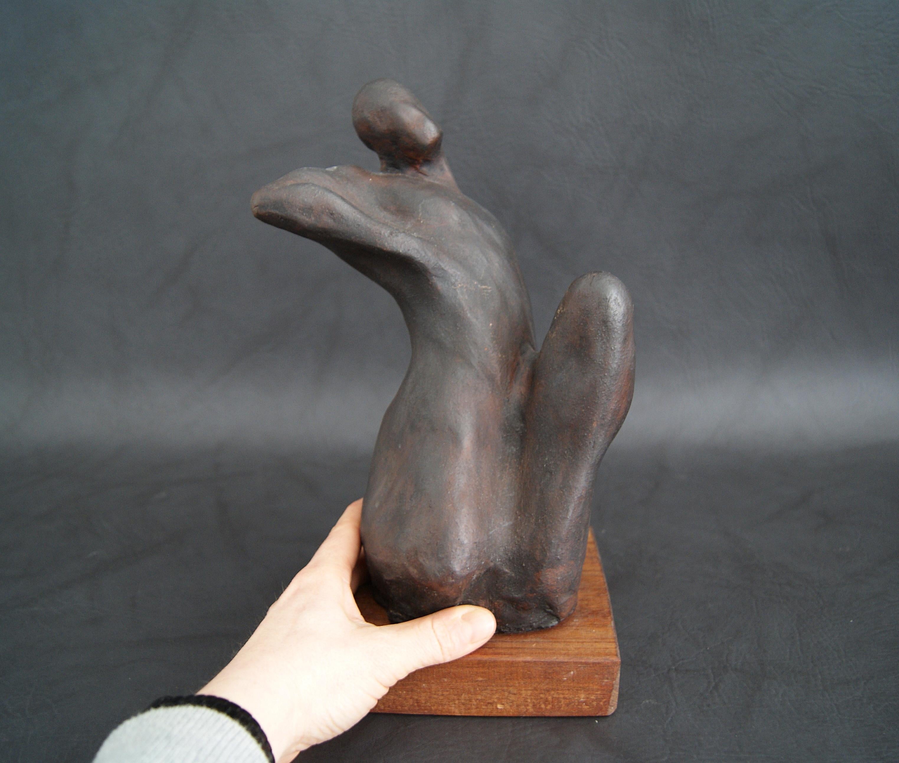 Organic Modern Mid-Century Artist Plaster Sculpture Hand Patinated Bronze For Sale