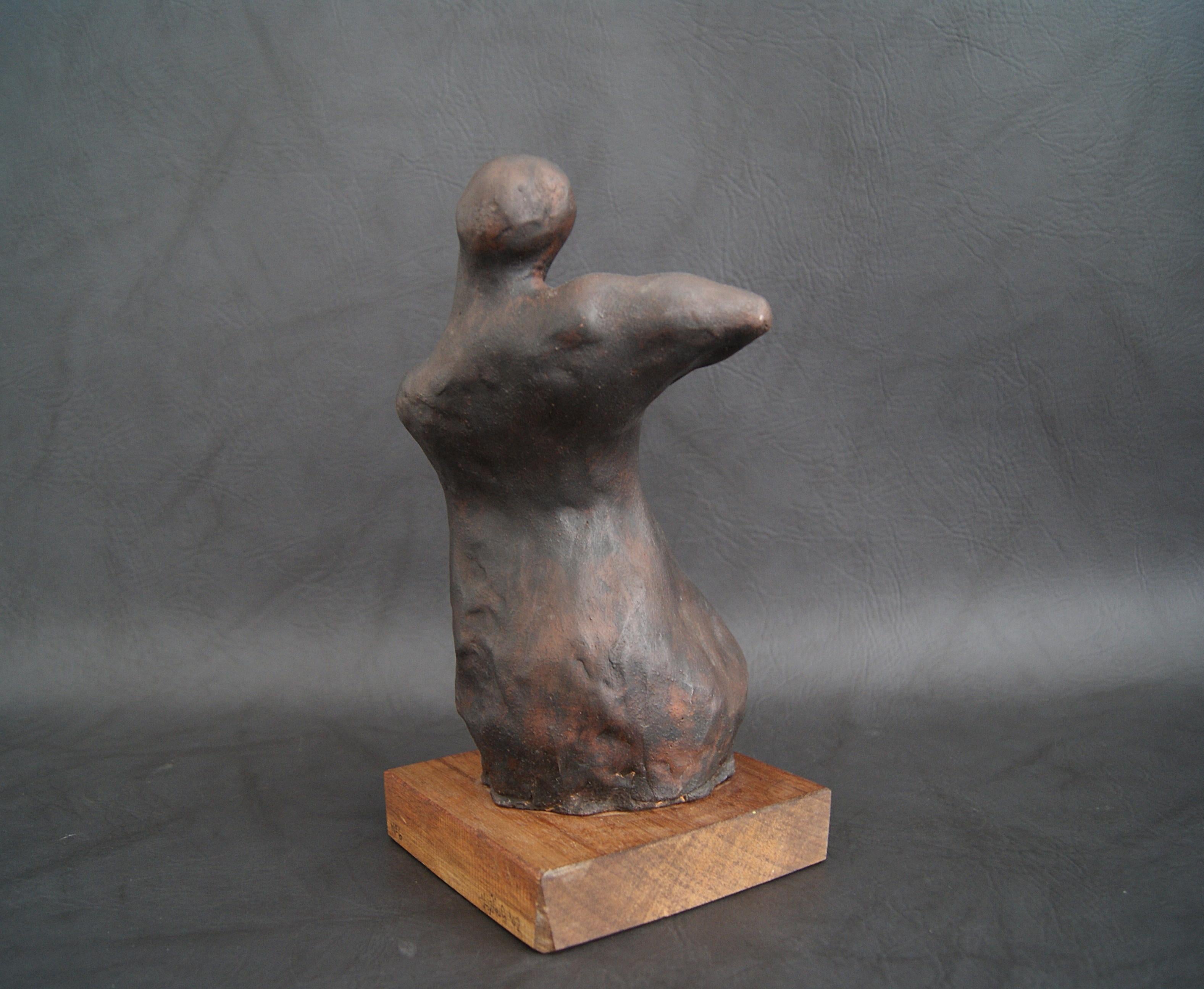 Mid-Century Artist Plaster Sculpture Hand Patinated Bronze In Good Condition For Sale In Saarbruecken, DE