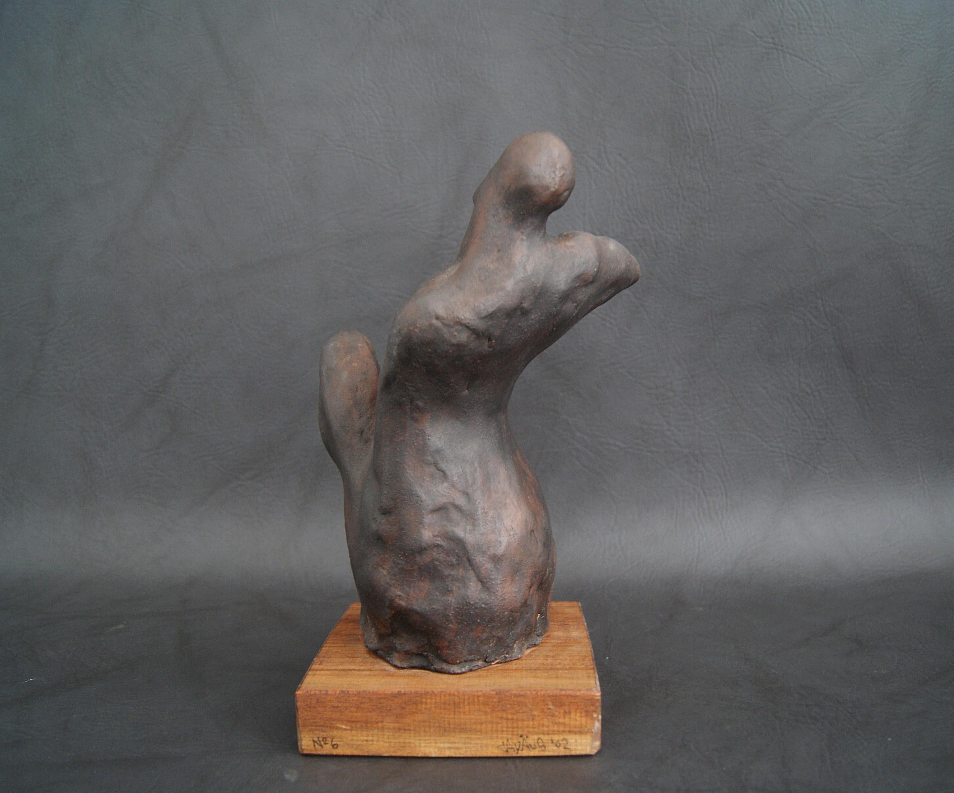 Contemporary Mid-Century Artist Plaster Sculpture Hand Patinated Bronze For Sale