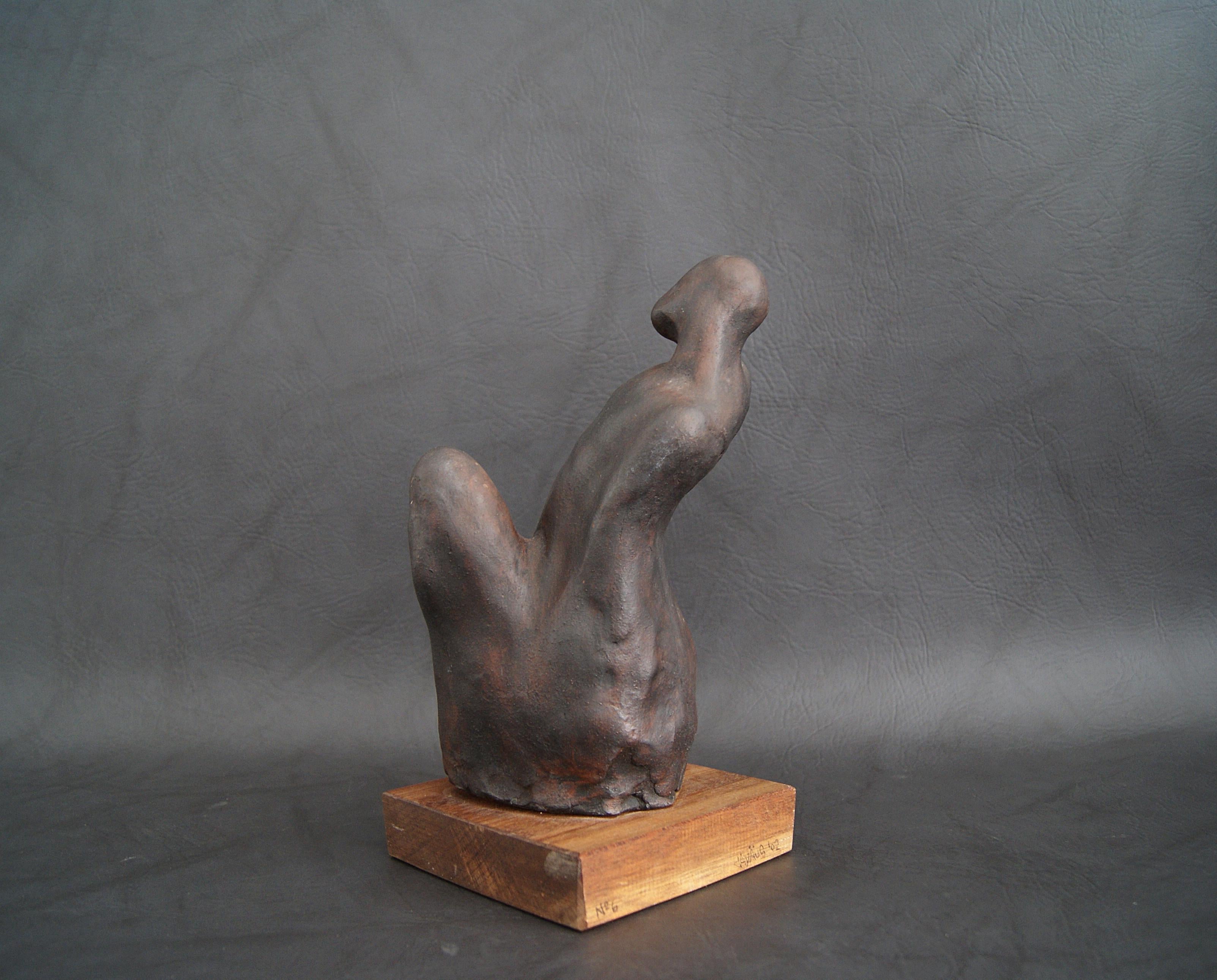 Mid-Century Artist Plaster Sculpture Hand Patinated Bronze For Sale 1